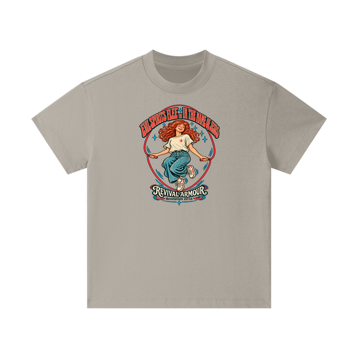 EVIL SPIRITS FLEE IN THE NAME OF JESUS REVIVAL ARMOUR *Revelation 22:15* Kids T-Shirt