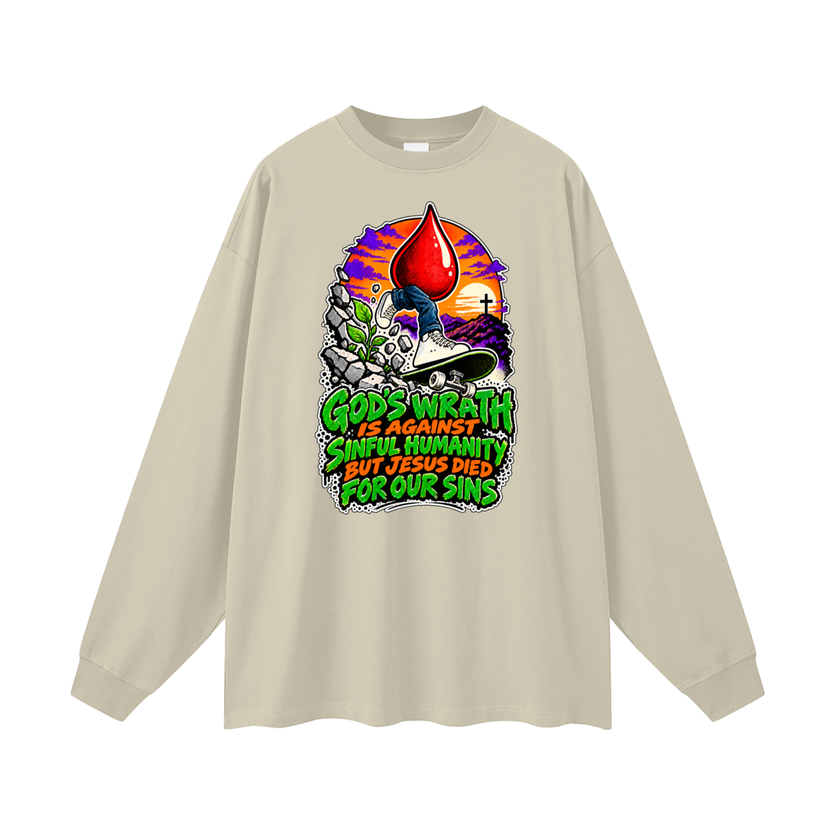 GOD'S WRATH IS AGAINST SINFUL HUMANITY BUT JESUS DIED FOR OUR SINS Long Sleeve T-Shirt