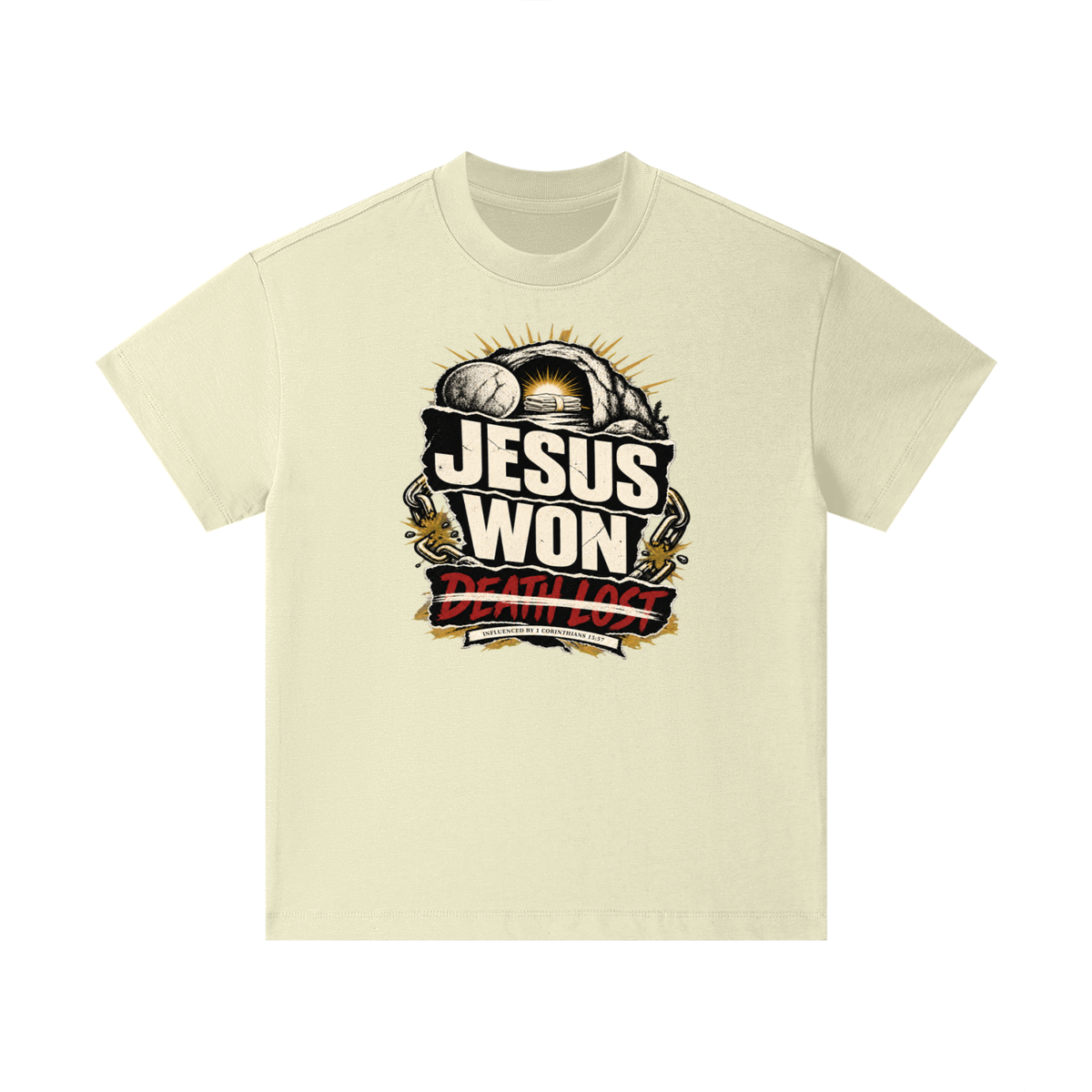 JESUS WON DEATH LOST INFLUENCED BY 1 CORINTHIANS 15:57 Kids T-Shirt