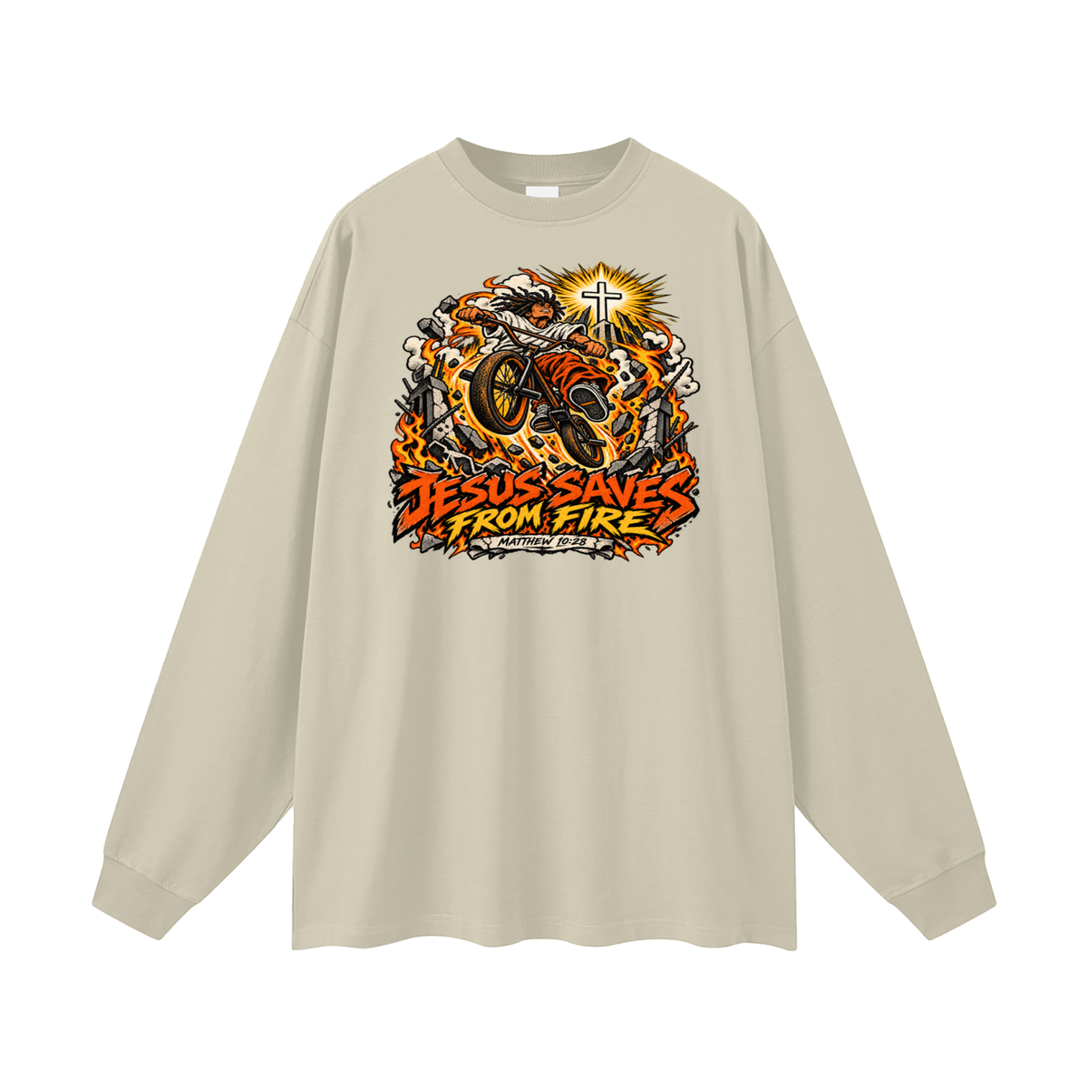 JESUS SAVES FROM FIRE Long Sleeve T-Shirt