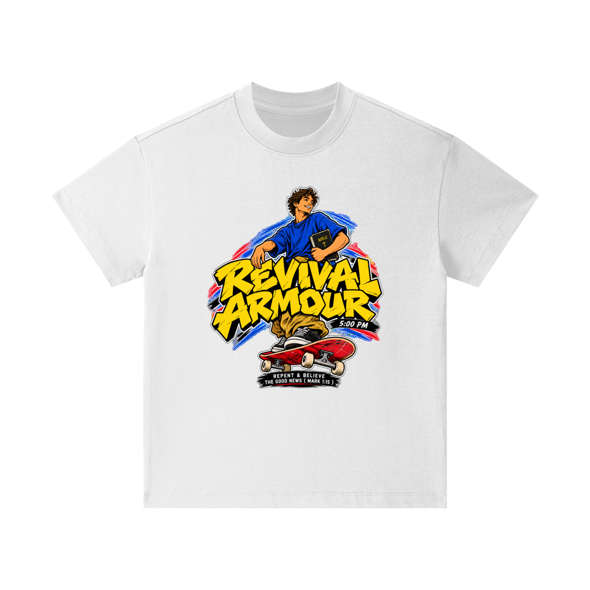 REVIVAL ARMOUR 5:00PM REPENT & BELIEVE THE GOOD NEWS ( MARK 1:15 ) Kids T-Shirt