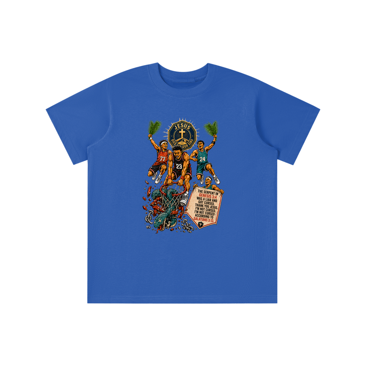 THE SERPENT IN GENESIS 3:4 WAS A LIAR AND GOT CURSED. THANK YOU JESUS. I'M NOT CURSED. I'M NOT CURSED ACCORDING TO GALATIANS 3:13. youth T-shirt