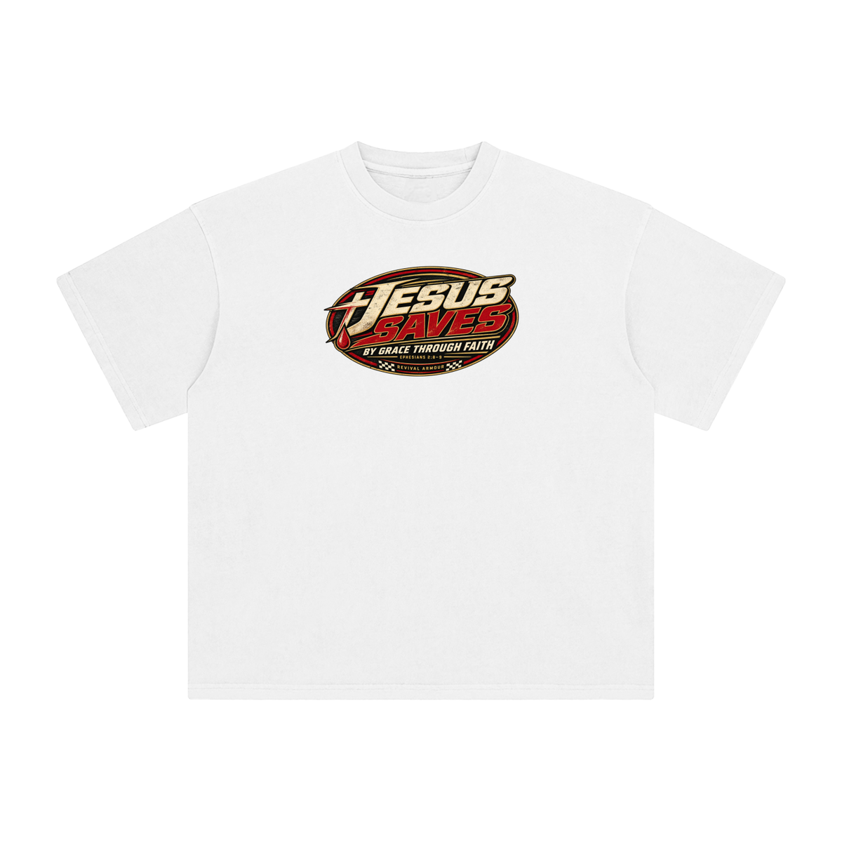 JESUS SAVES BY GRACE THROUGH FAITH - EPHESIANS 2:8-9 - T-Shirt