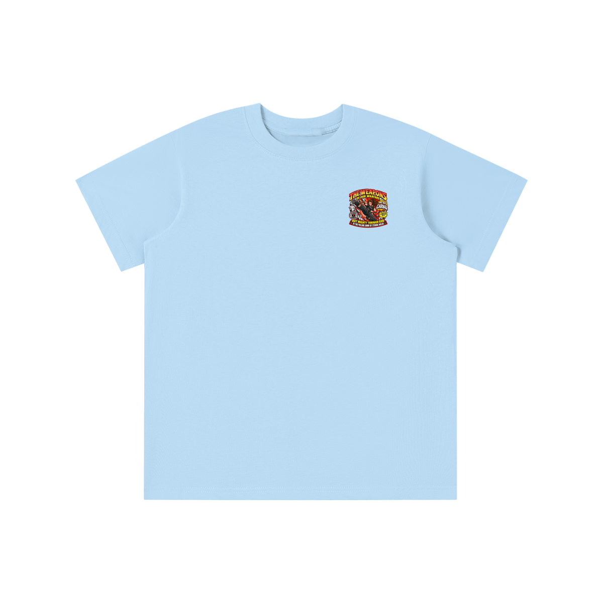 THE WEAPONS OF OUR WARFARE ARE NOT CARNAL INSPIRED BY 2 CORINTHIANS 10:4 BUT MIGHTY THROUGH GOD TO THE PULLING DOWN OF STRONG HOLDS REVIVAL ARMOUR youthT-shirt