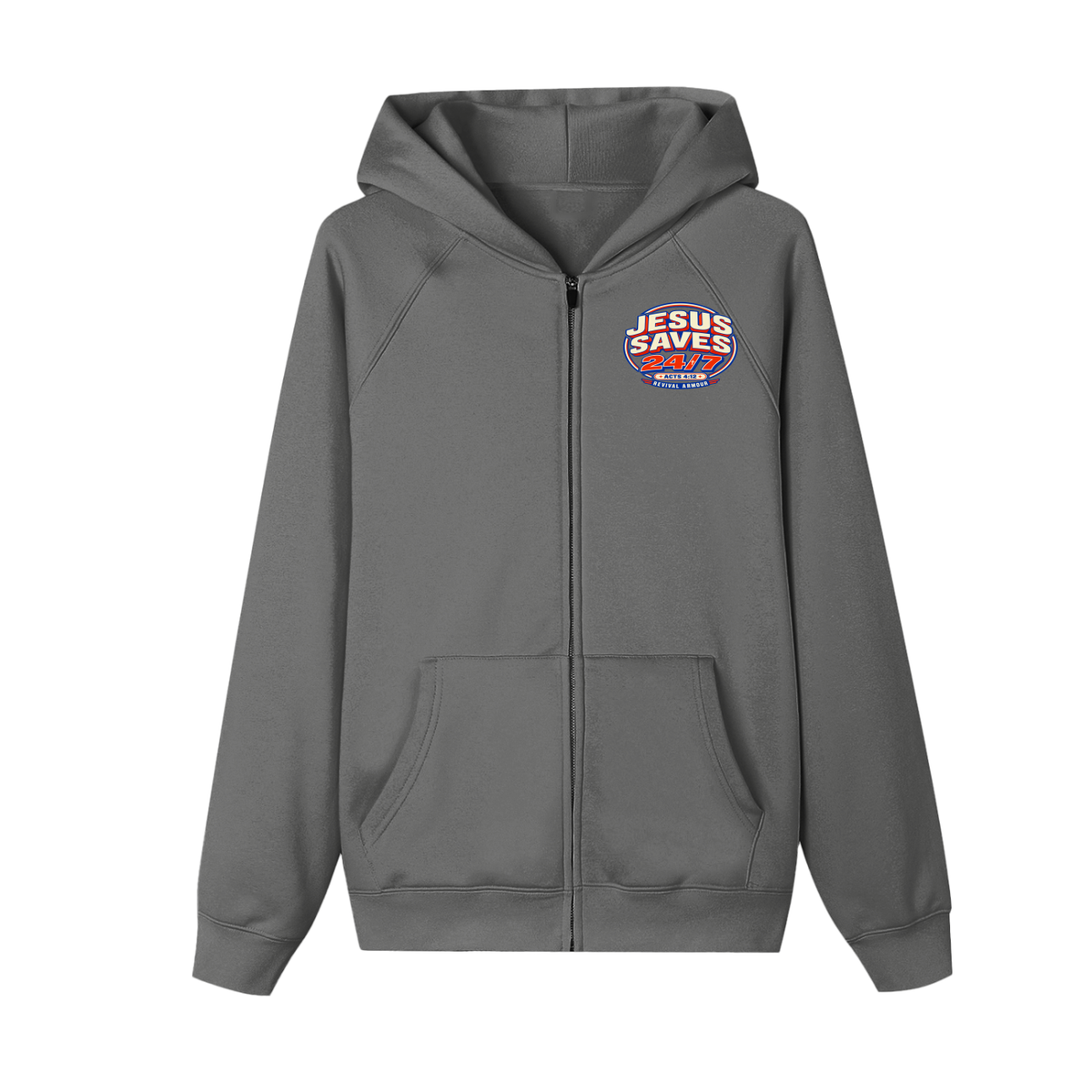 Jesus saves 24/7 Zip-up Fleece Hoodie Jacket