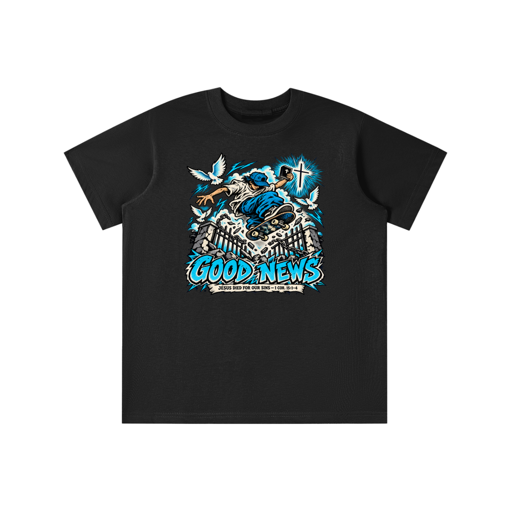 GOOD NEWS JESUS DIED FOR OUR SINS - 1 COR. 15:1-4 *that's not a quote youth T-shirt