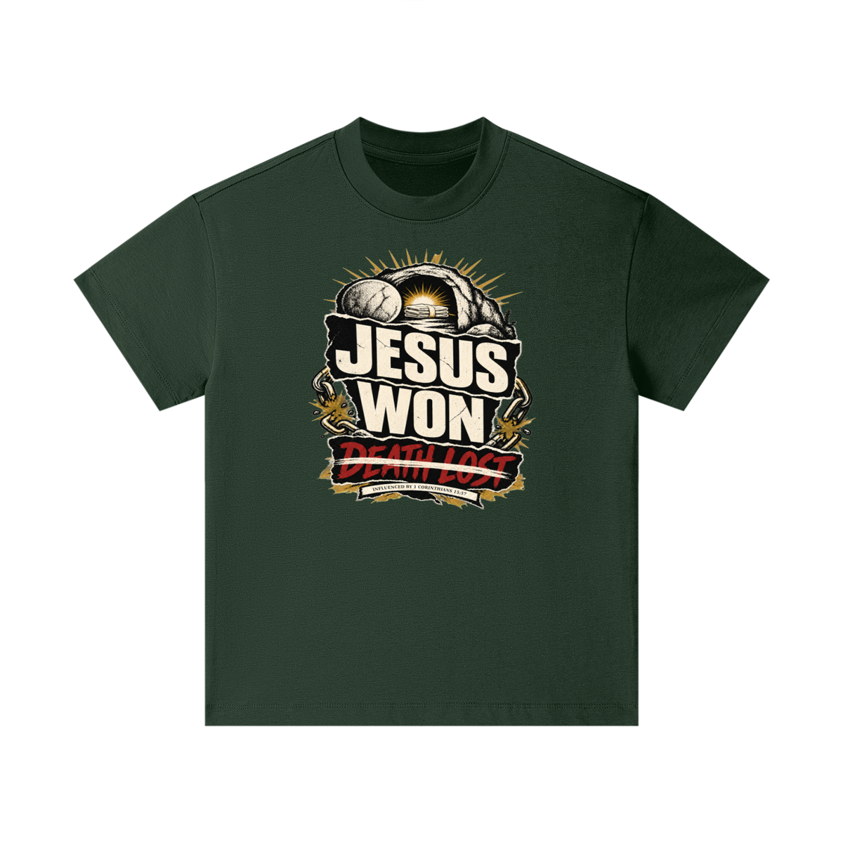 JESUS WON DEATH LOST INFLUENCED BY 1 CORINTHIANS 15:57 Kids T-Shirt
