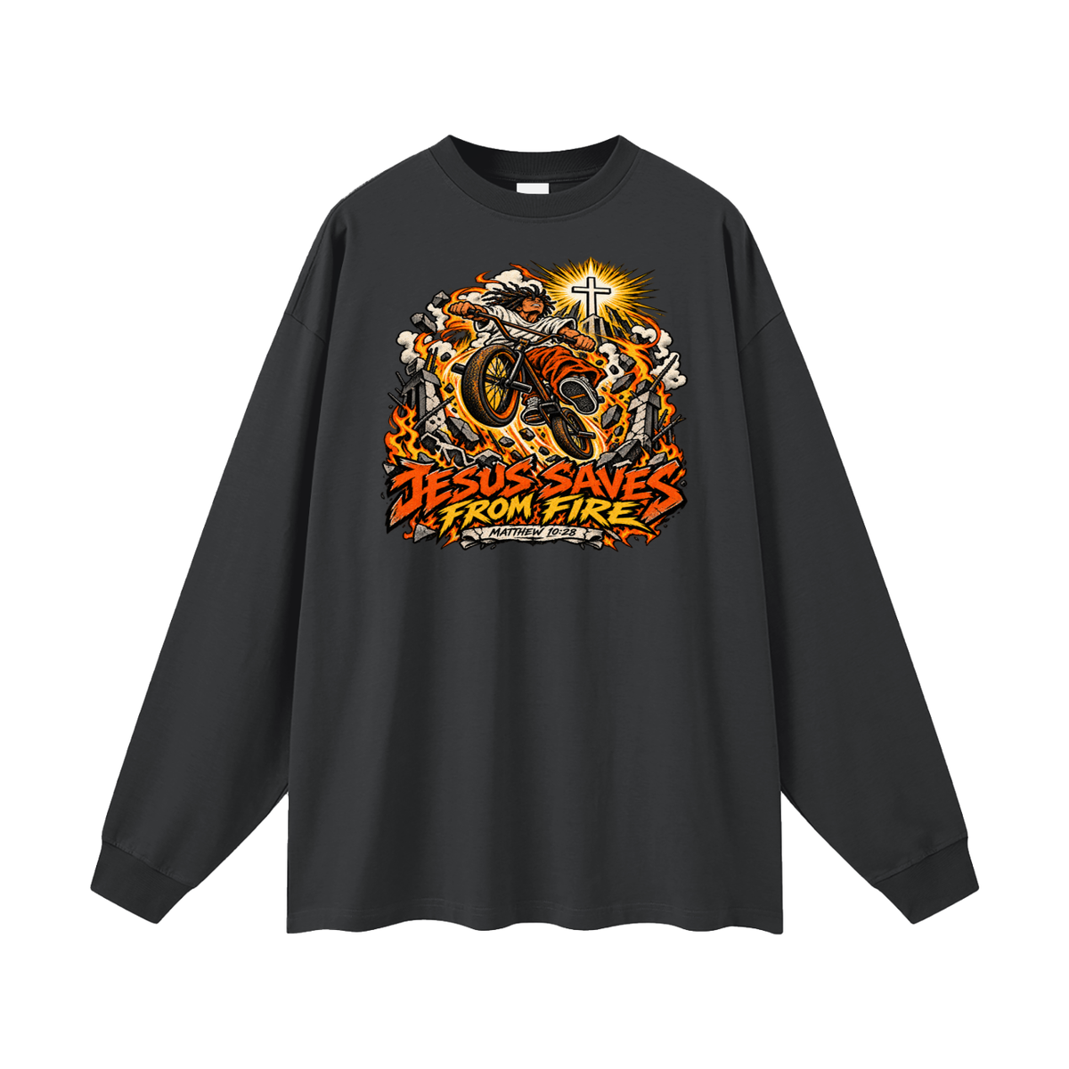 JESUS SAVES FROM FIRE Long Sleeve T-Shirt