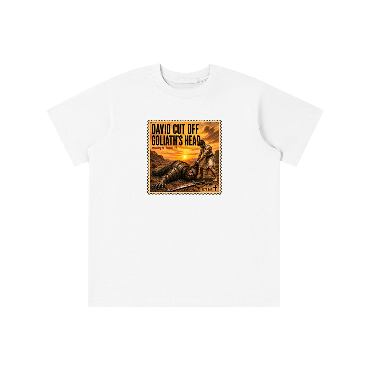 David cut off Goliath's head according to 1 Samuel 17:51 youth T-shirt