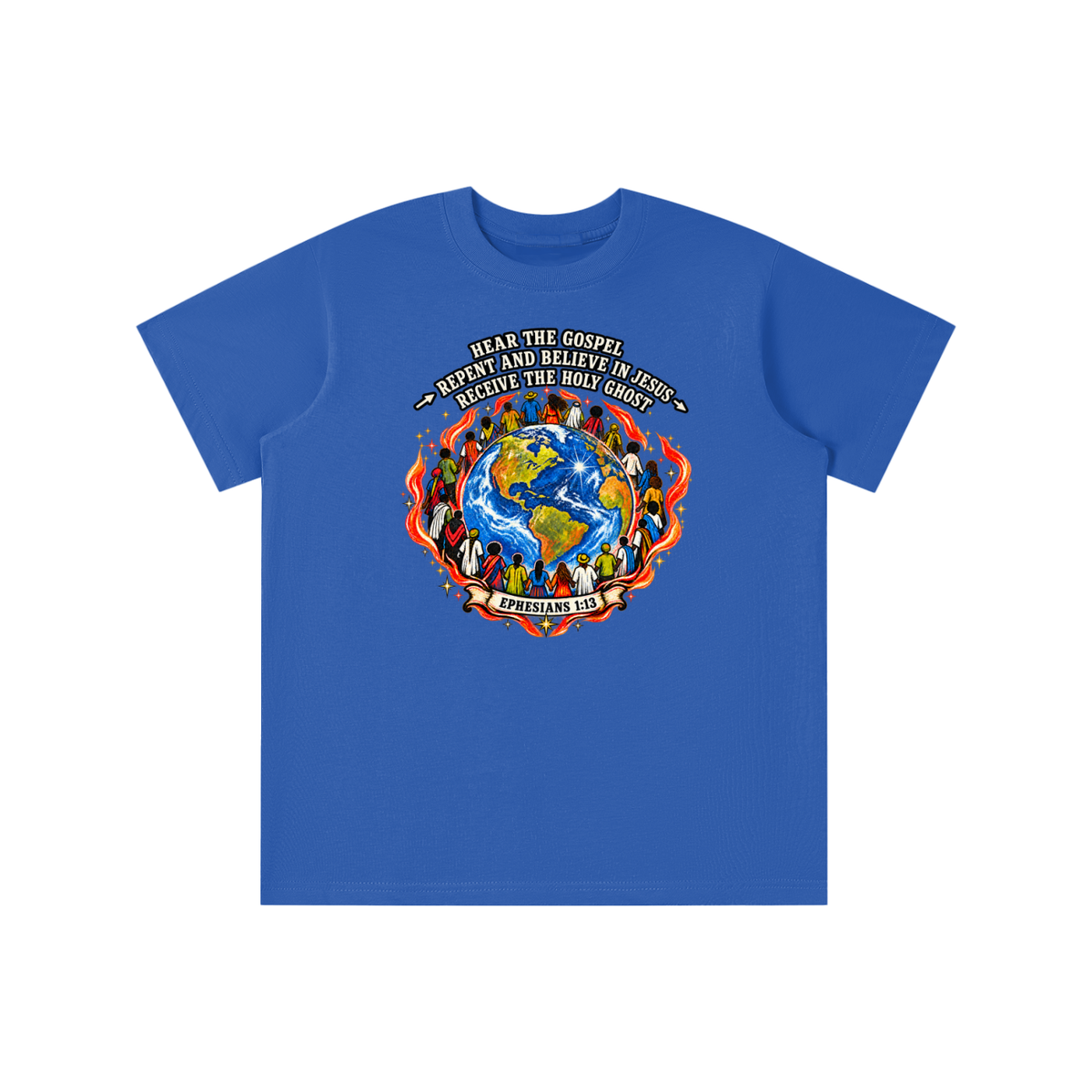 Hear the Gospel > repent and believe in Jesus > Receive the Holy Ghost youth T-shirt