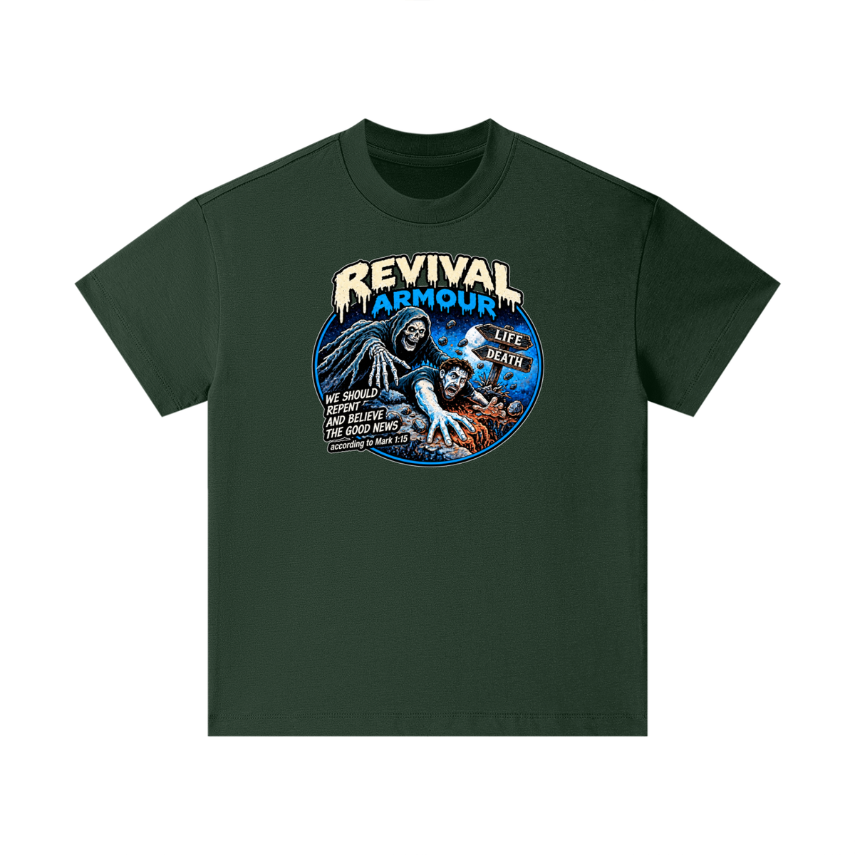 REVIVAL ARMOUR WE SHOULD REPENT AND BELIEVE THE GOOD NEWS according to Mark 1:15 Kids T-Shirt