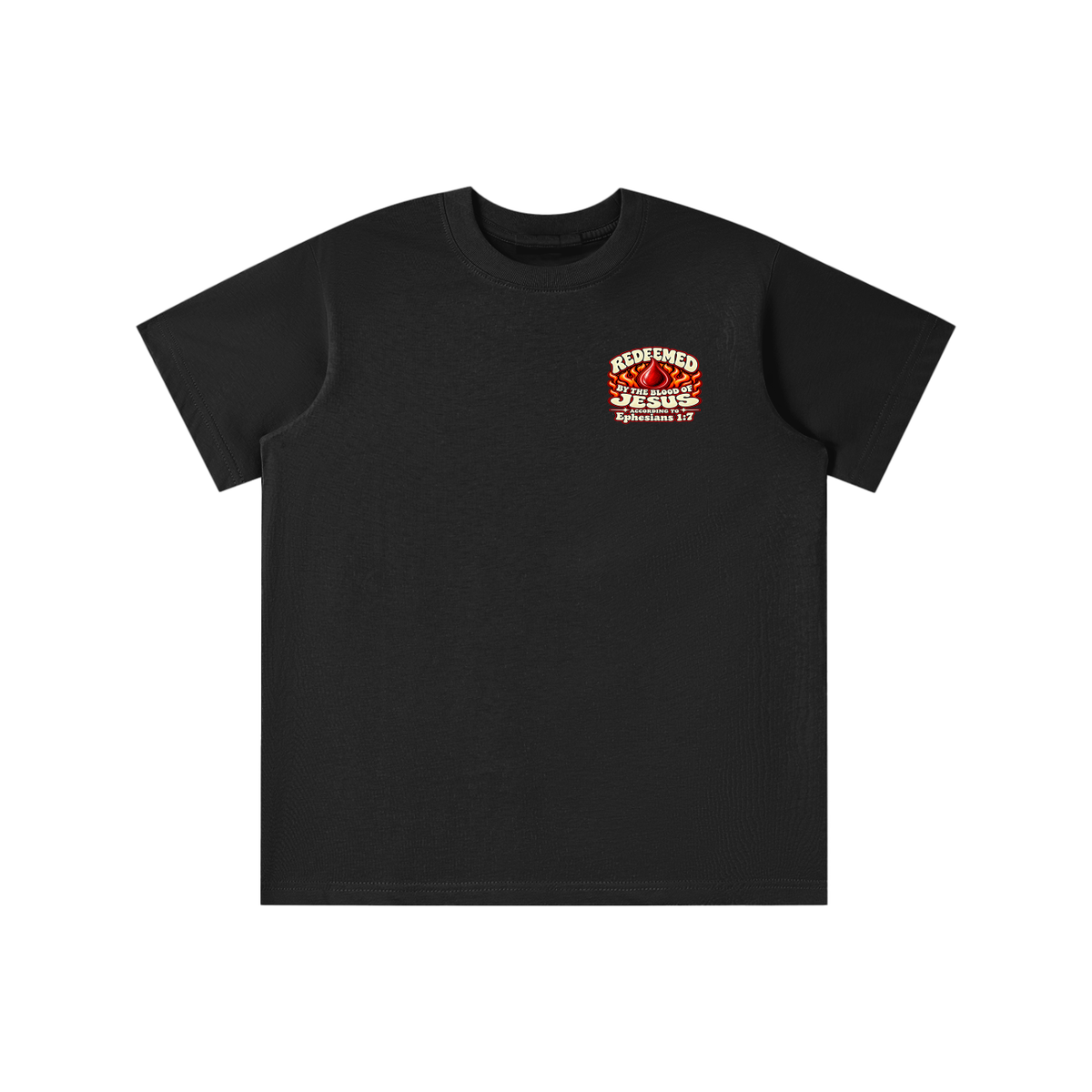 REDEEMED BY THE BLOOD OF JESUS ACCORDING TO EPHESIANS 1:7 IF YOU DON'T REPENT YOU'LL BURN FOREVER ACCORDING TO MARK 9:43-48 youth T-shirt