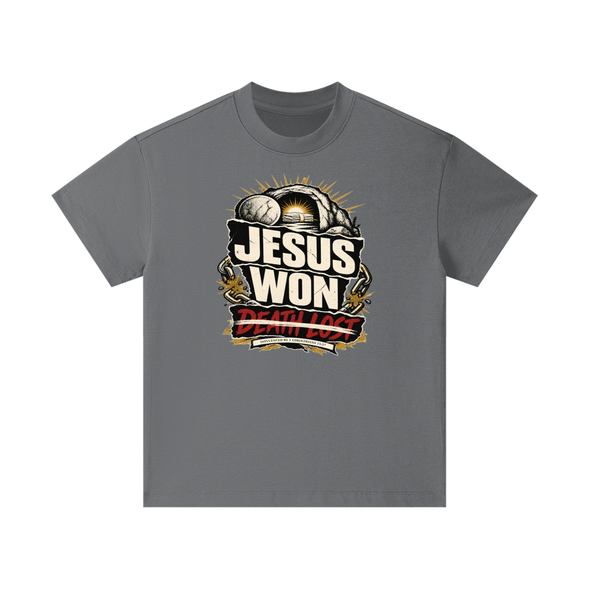 JESUS WON DEATH LOST INFLUENCED BY 1 CORINTHIANS 15:57 Kids T-Shirt