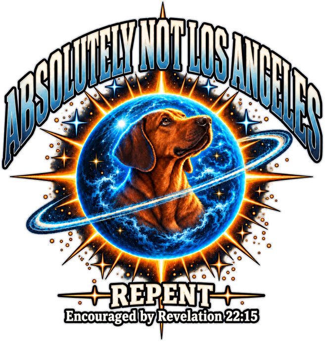 ABSOLUTELY NOT LOS ANGELES REPENT Encouraged by Revelation 22:15 T-Shirt
