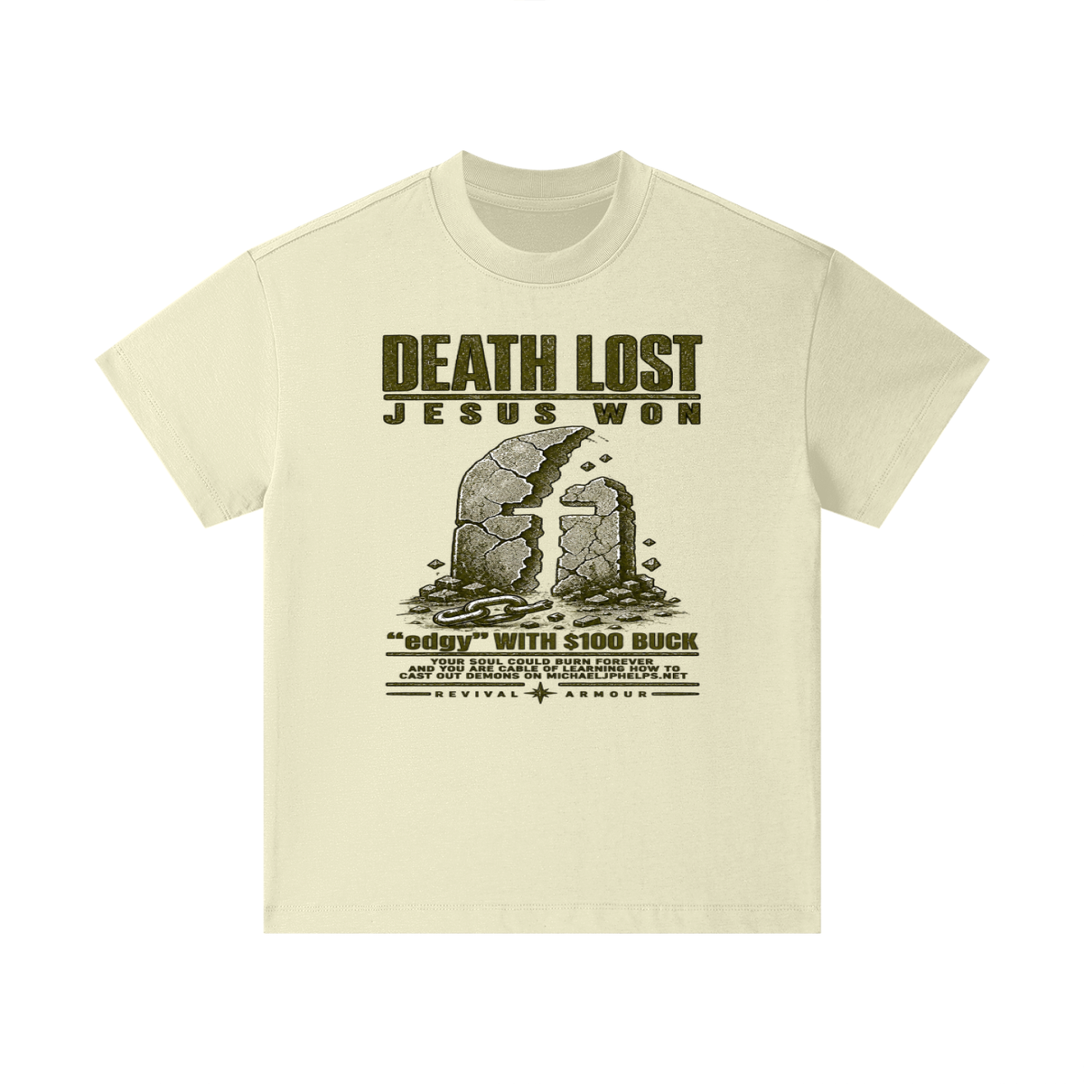 DEATH LOST JESUS WON "edgy" WITH $100 BUCK YOUR SOUL COULD BURN FOREVER AND YOU ARE CABLE OF LEARNING HOW TO CAST OUT DEMONS ON MICHAELJPHELPS.NET Kids T-Shirt