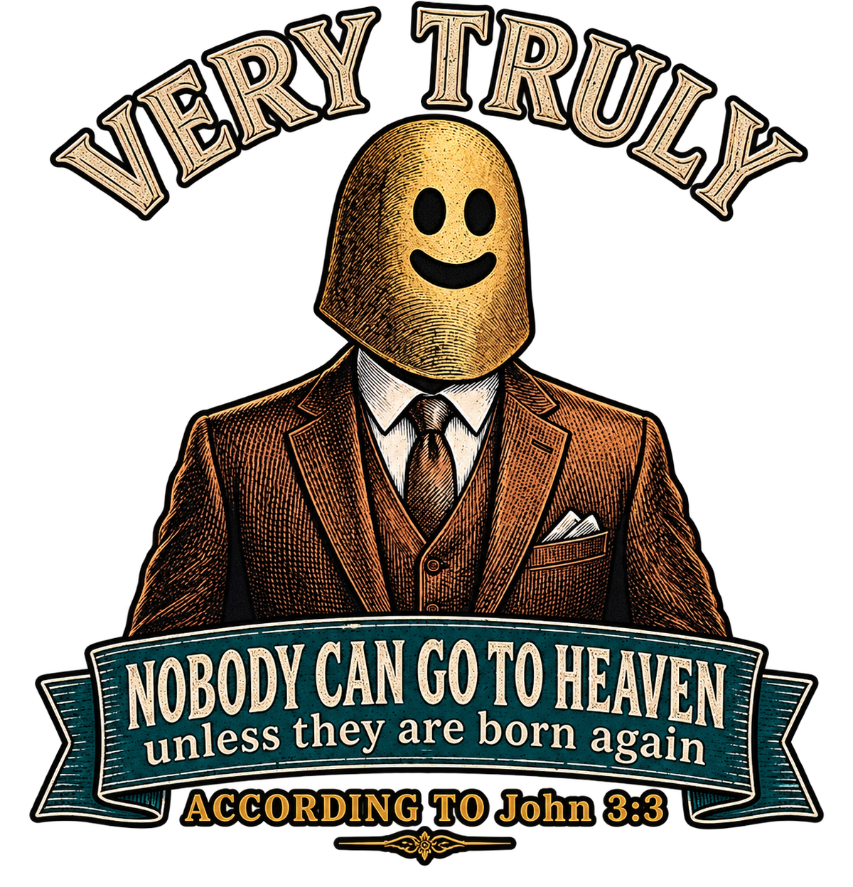VERY TRULY NOBODY CAN GO TO HEAVEN unless they are born again ACCORDING TO John 3:3 youth T-shirt