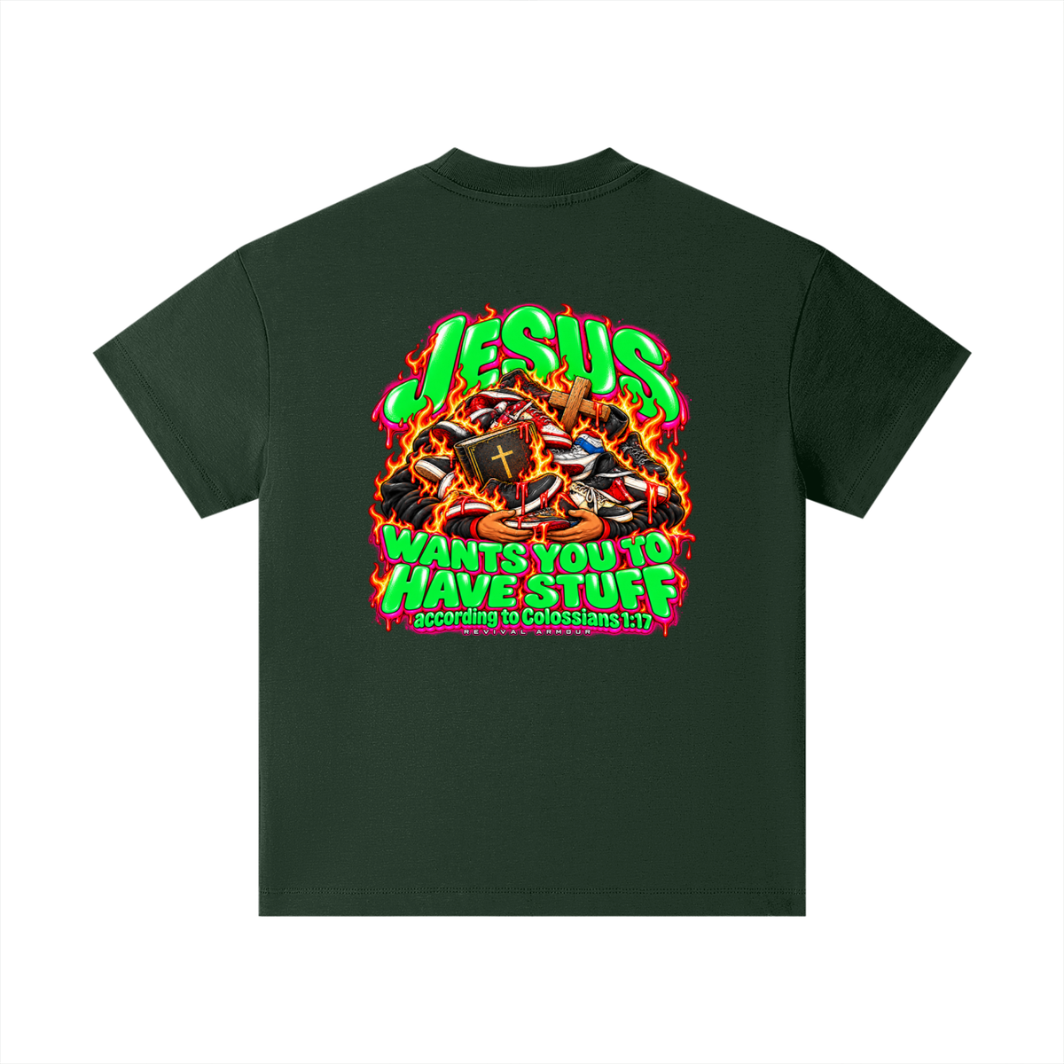 JESUS WANTS YOU TO HAVE STUFF according to COLLISIANS 1:17 Kids T-Shirt