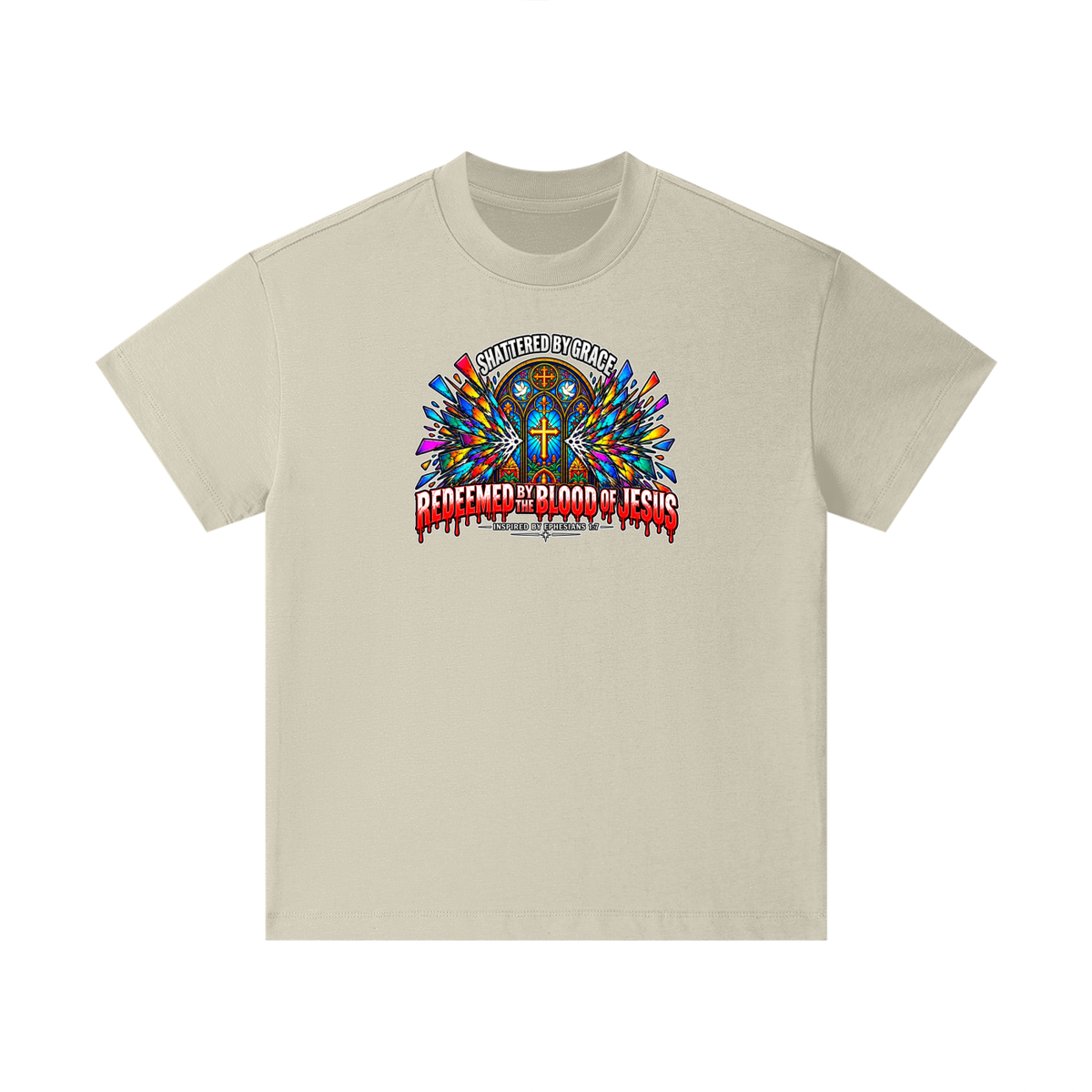SHATTERED BY GRACE REDEEDMED BY THE BLOOD OF JESUS INSPIRED BY EPHESISANS 1:7 Kids T-Shirt