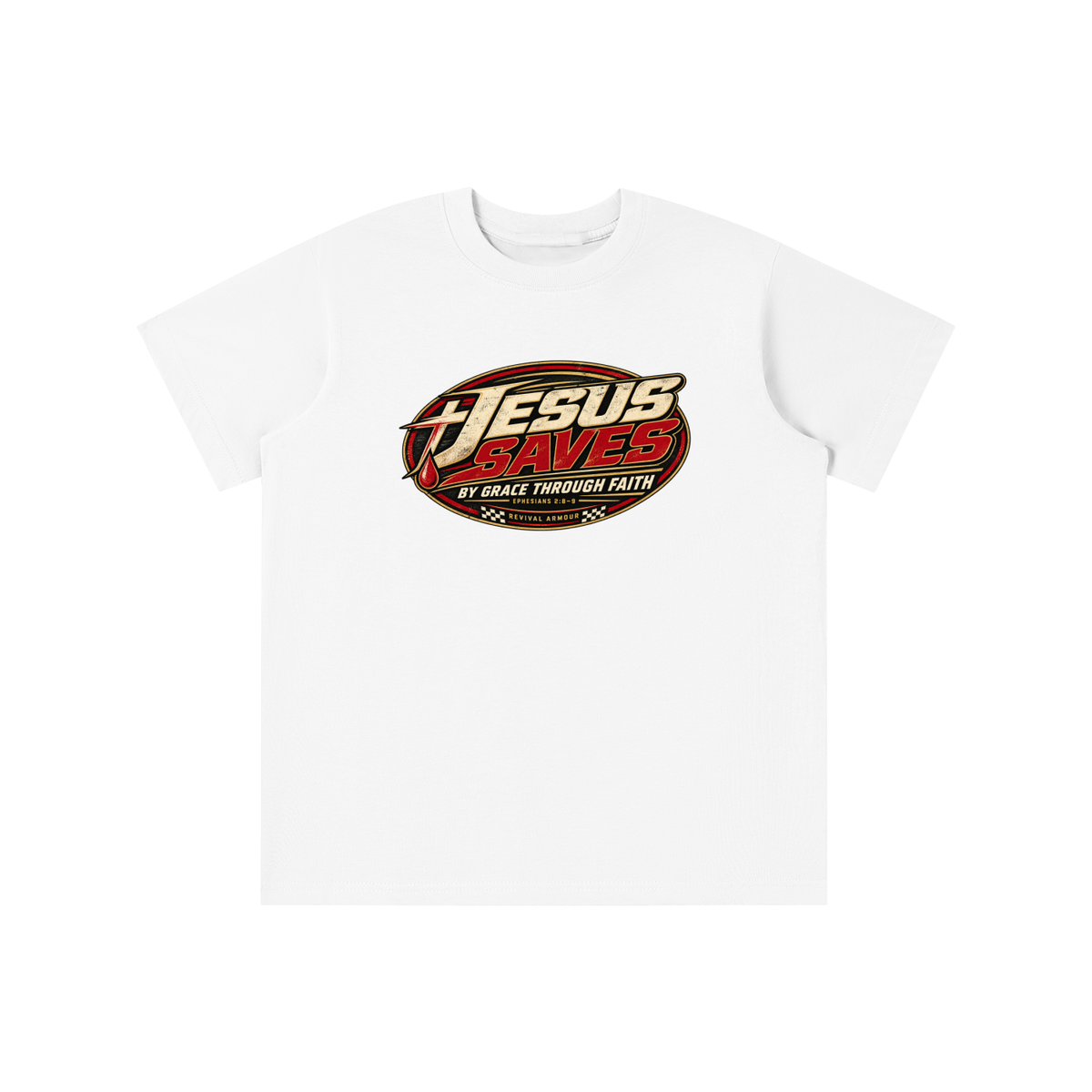 JESUS SAVES BY GRACE THROUGH FAITH - EPHESIANS 2:8-9 - youth T-shirt