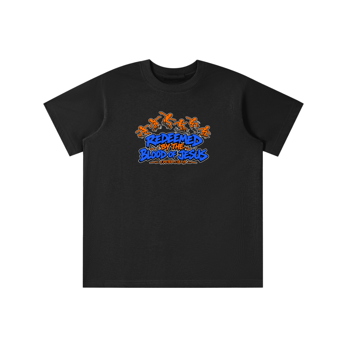 REDEEMED BY THE BLOOD OF JESUS - 1 PETER 1:18-19 - youth T-shirt