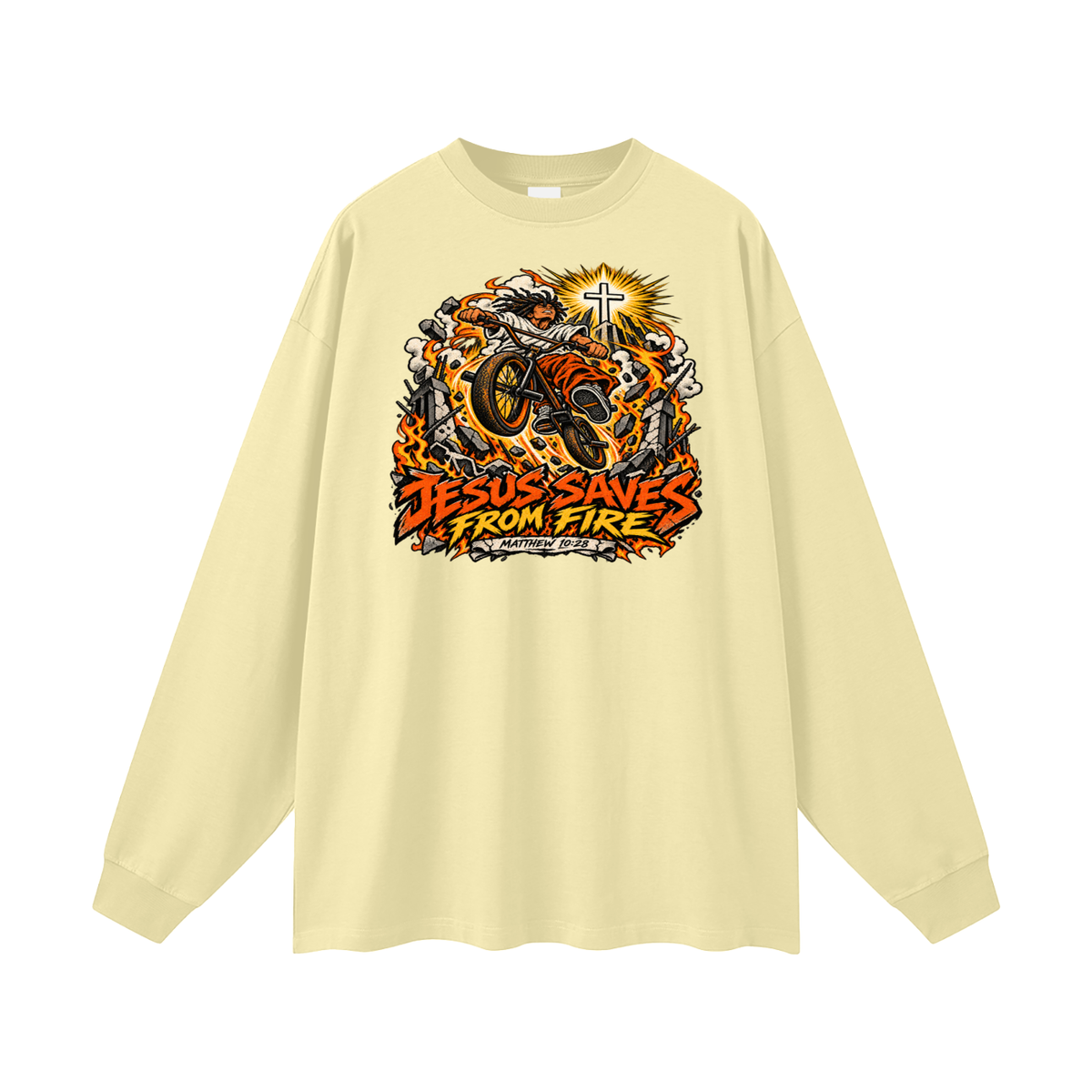JESUS SAVES FROM FIRE Long Sleeve T-Shirt