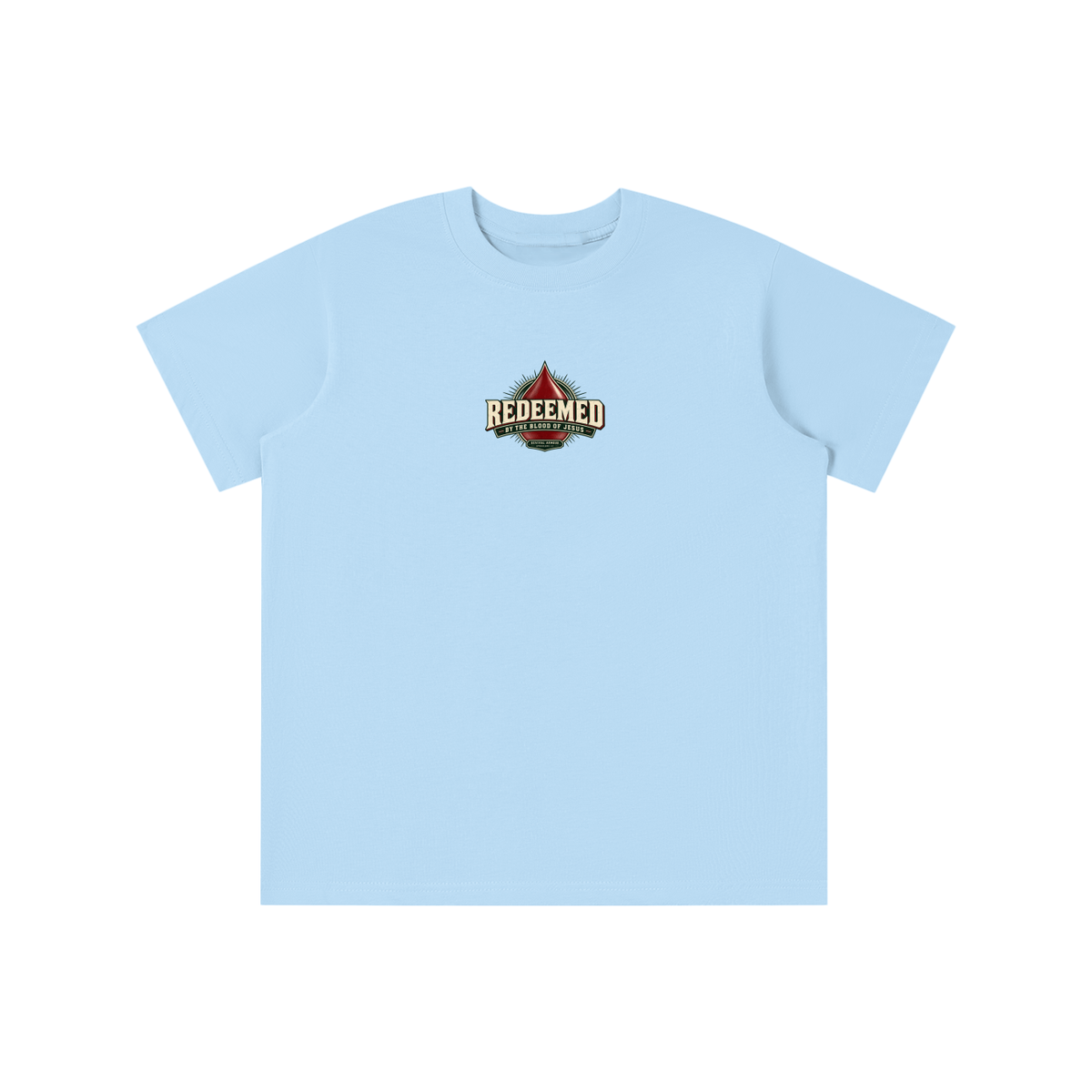 REDEEMED BY THE BLOOD OF JESUS -REVIVAL ARMOUR- -EPHESIANS 1:7-  youth T-shirt