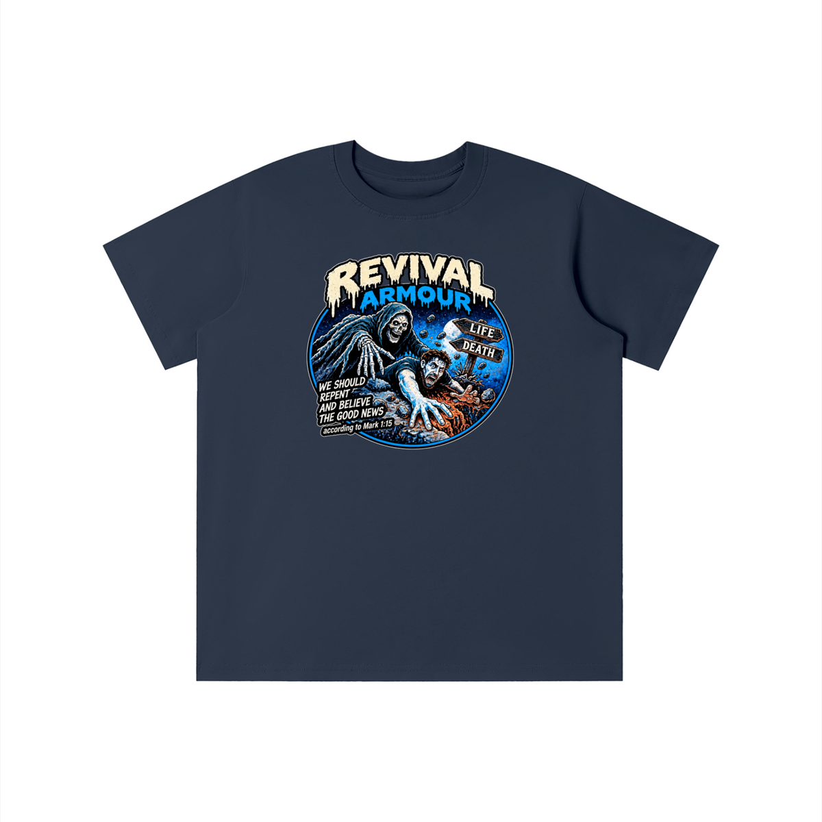 REVIVAL ARMOUR WE SHOULD REPENT AND BELIEVE THE GOOD NEWS according to Mark 1:15 youth T-shirt