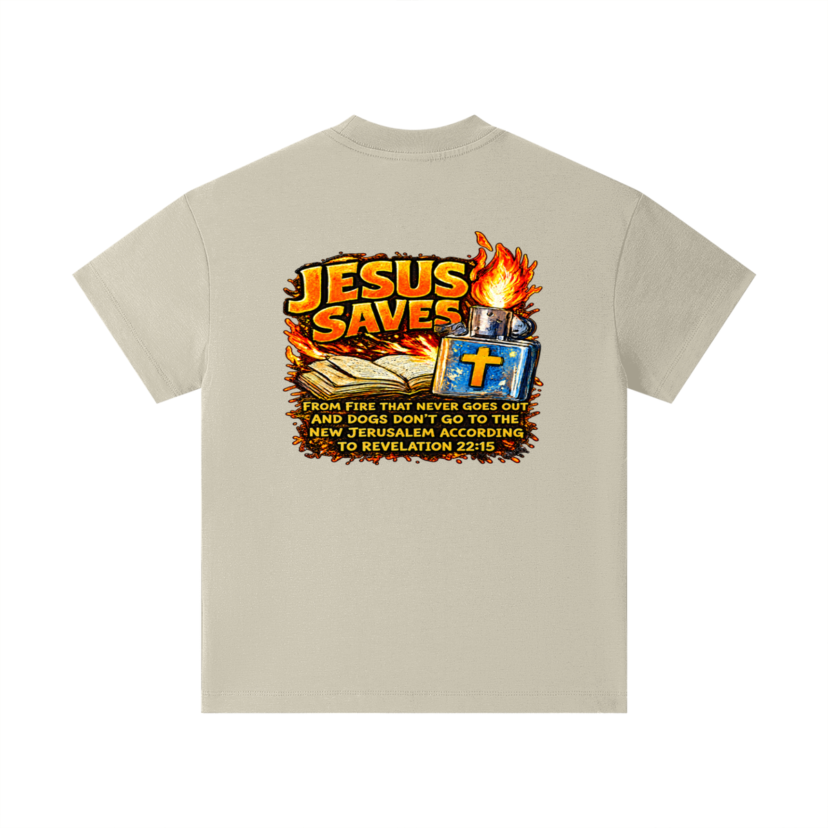 JESUS SAVES FROM IRE THAT GOES OUT AND DOGS DON'T GO TO THE NEW JERUSALEM ACCORDING TO REVELATION 22:15 Kids T-Shirt