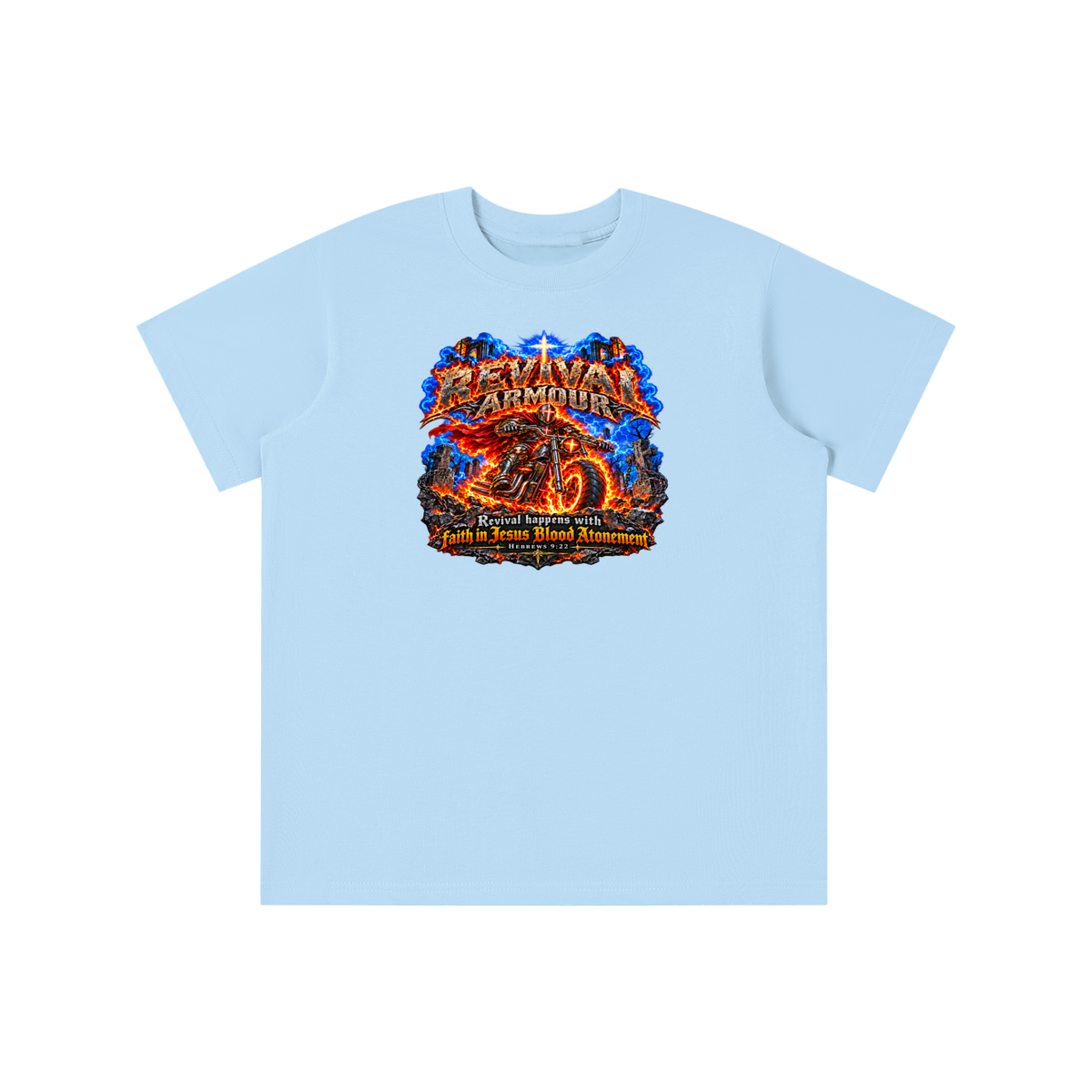 REVIVAL ARMOUR REVIVAL HAPPENS WITH FAITH IN JESUS BLOOD ATONEMENT - HEBREWS 9:22 youth T-shirt