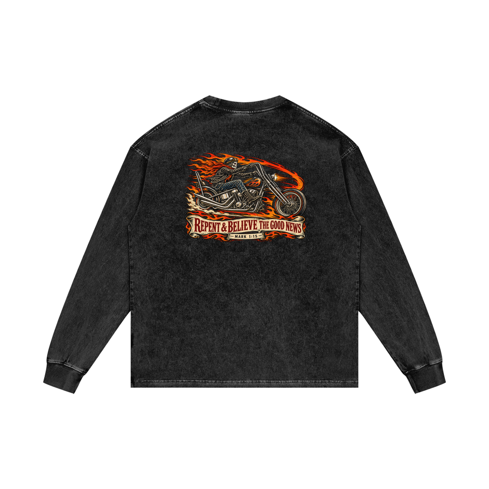 JESUS SAVES REPENT & BELIEVE THE GOOD NEWS - MARK 1:15 - Long Sleeve T-Shirt