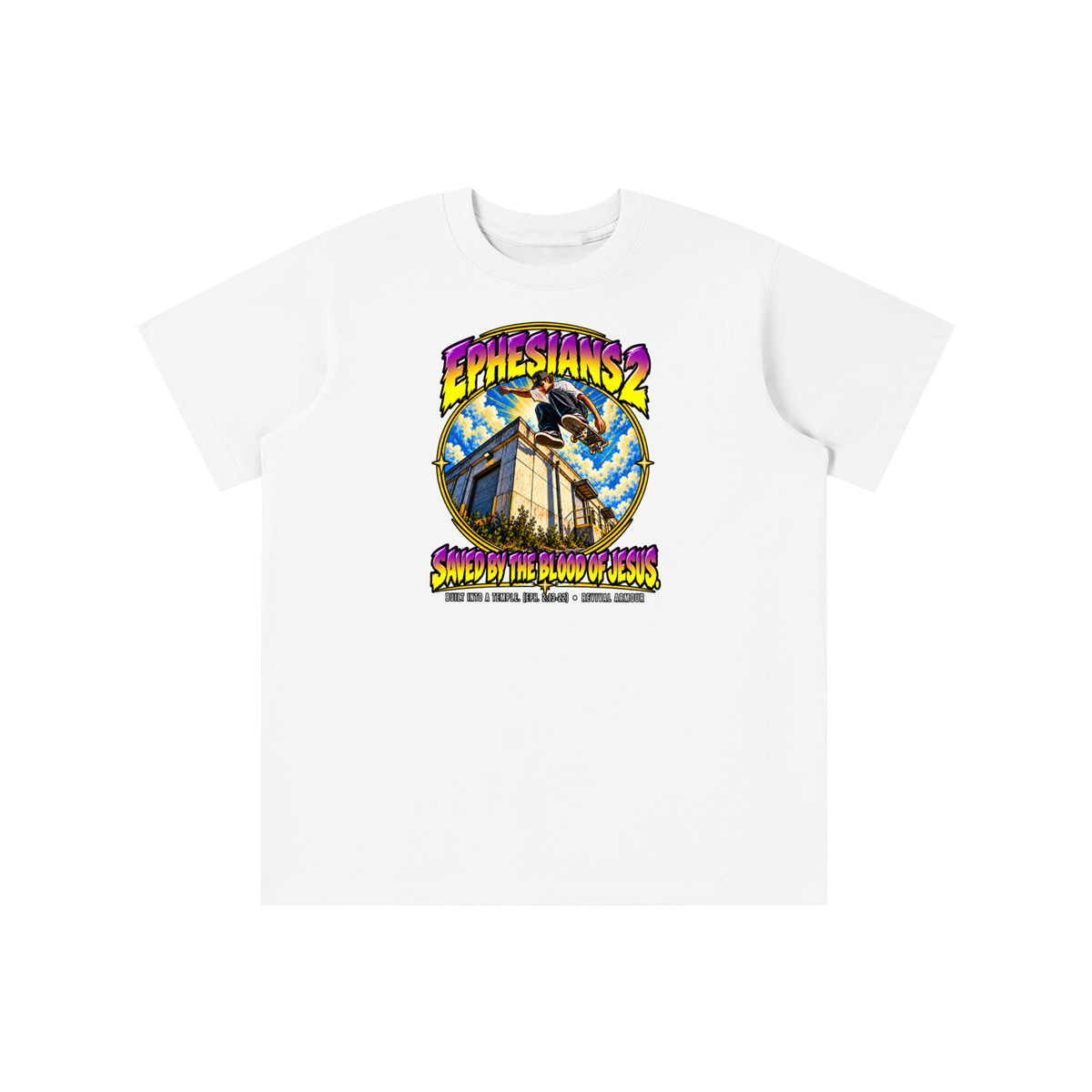 EPHESIANS 2 SAVED BY THE BLOOD OF JESUS BUILT INTO A TEMPLE. (EPH. 2:13-22) youth T-shirt