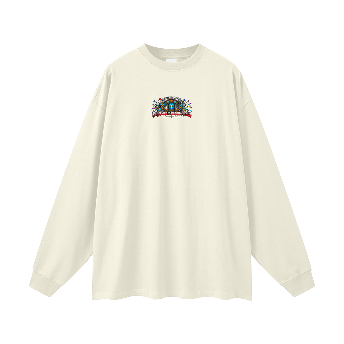 SHATTERED BY GRACE VINTAGE EXPLOSION REDEEMED BY THE BLOOD OF JESUS EPHESIANS 1:7 that's not a quote Long Sleeve T-Shirt