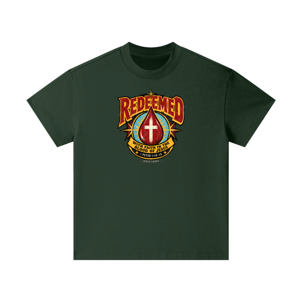 REDEEMED WITH FAITH IN THE BLOOD OF JESUS *1 PETER 1:18-19* Kids T-Shirt