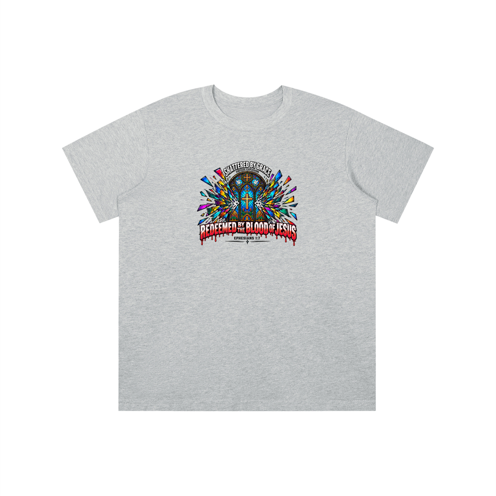 SHATTERED BY GRACE VINTAGE EXPLOSION REDEEMED BY THE BLOOD OF JESUS EPHESIANS 1:7 that's not a quote youth T-shirt