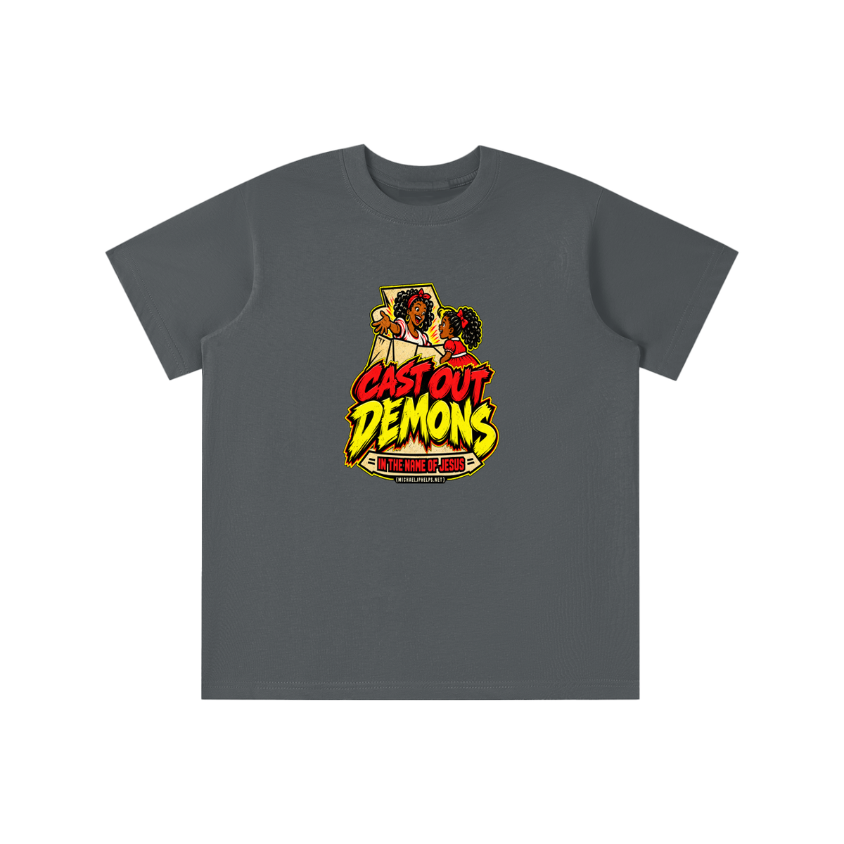 CAST OUT DEMONS IN THE NAME OF JESUS (MICHAELJPHELPS.NET) youth T-shirt