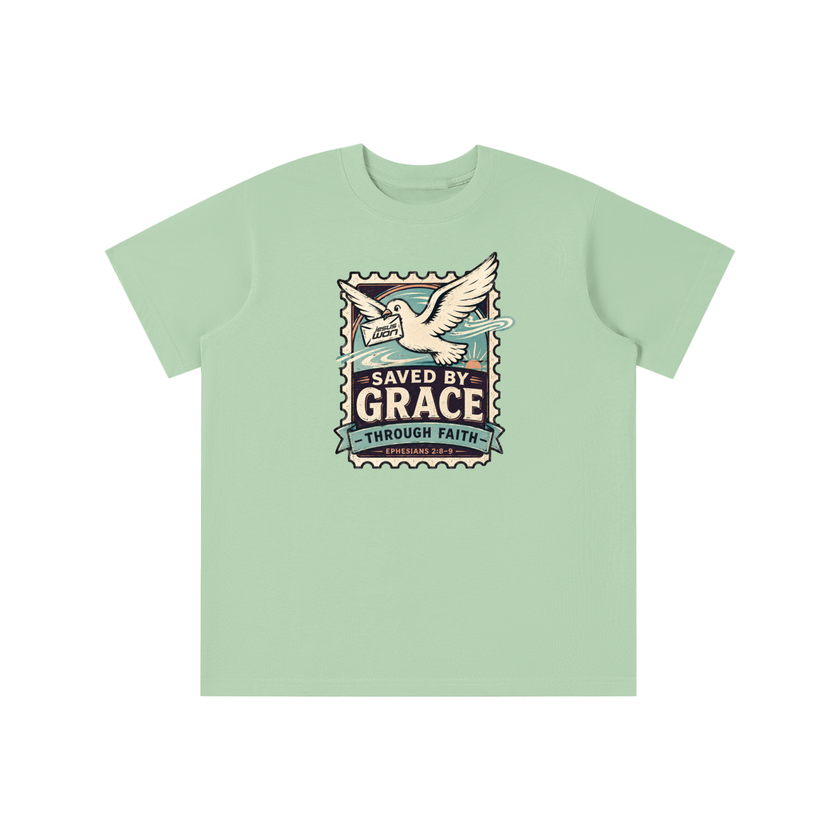 SAVED BY GRACE -THROUGH FAITH- - EPHESIANS 2:8-9 - youth T-shirt