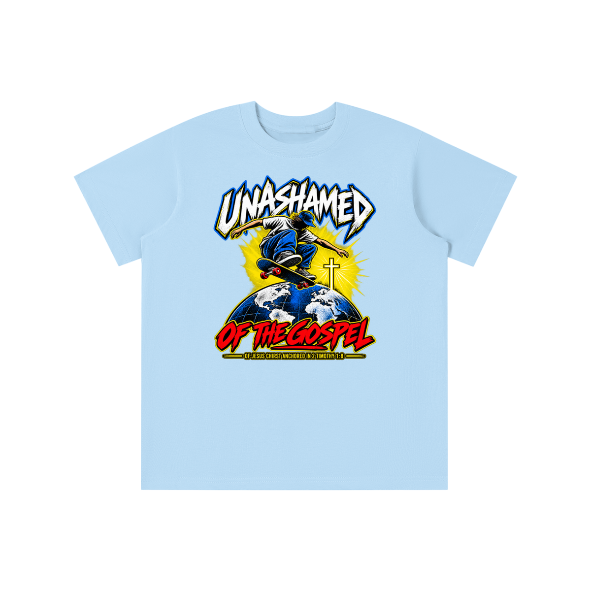 UNASHAMED OF THE GOPEL OF JESUS CHIRST ANCHORED IN 2 TIMOTHY 1:8 youth T-shirt