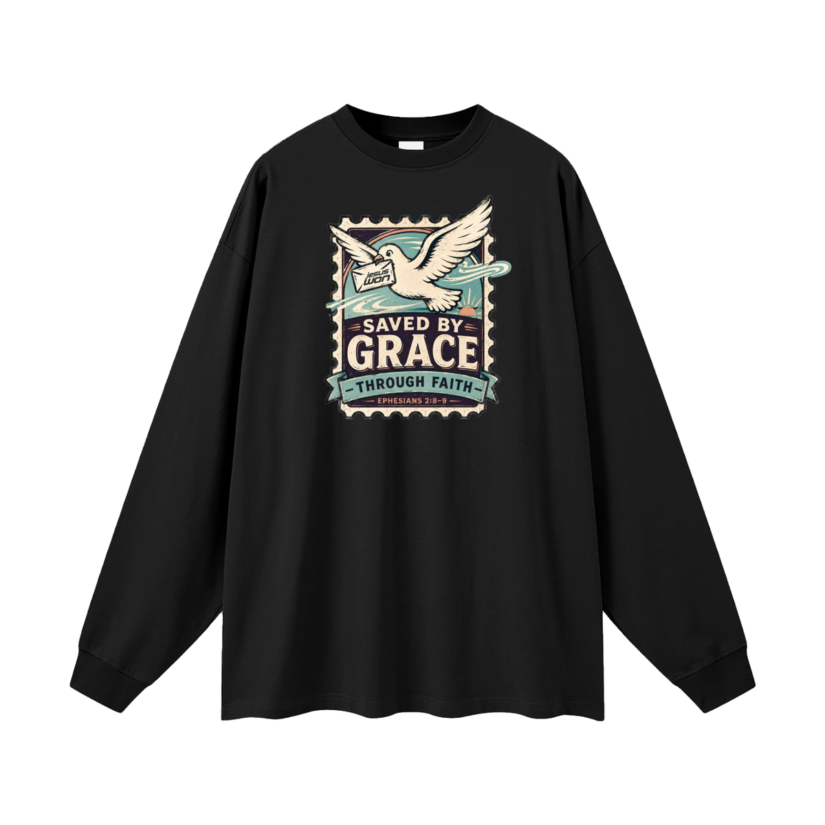 SAVED BY GRACE -THROUGH FAITH- - EPHESIANS 2:8-9 - Long Sleeve T-Shirt