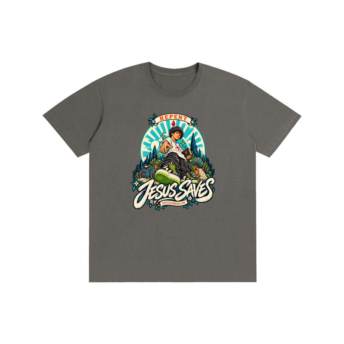 REPENT JESUS SAVES REVIVALARMOUR.COM T-Shirt