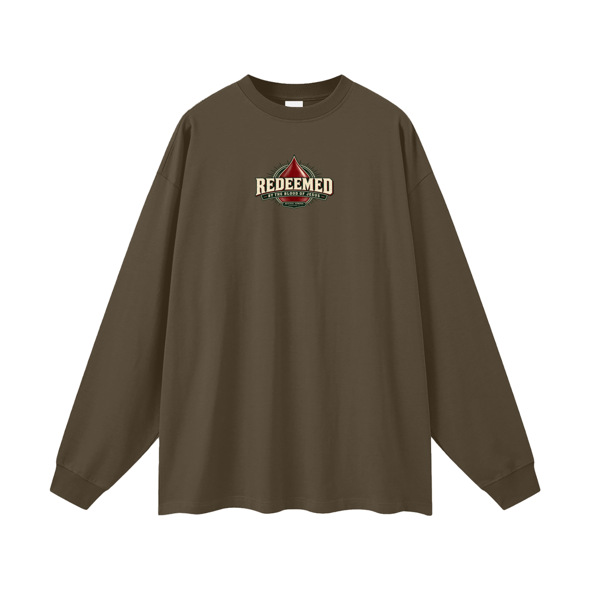 REDEEMED BY THE BLOOD OF JESUS -REVIVAL ARMOUR- -EPHESIANS 1:7- Long Sleeve T-Shirt