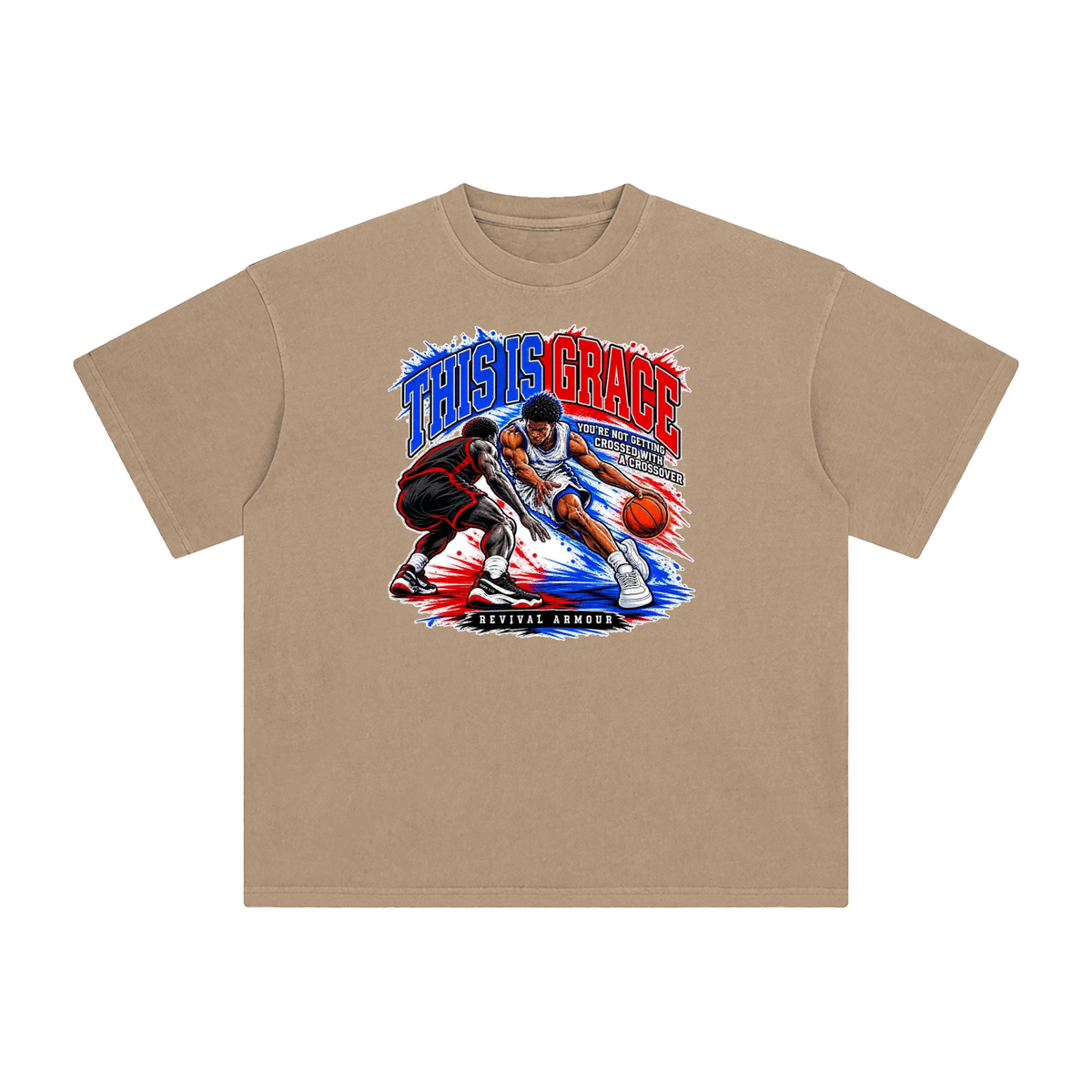 THIS IS GRACE YOU'RE NOT GETTING CROSSED WITH A CROSSOVER ( MARK 1:15 IS ON HIS SHOES TOO ) T-Shirt