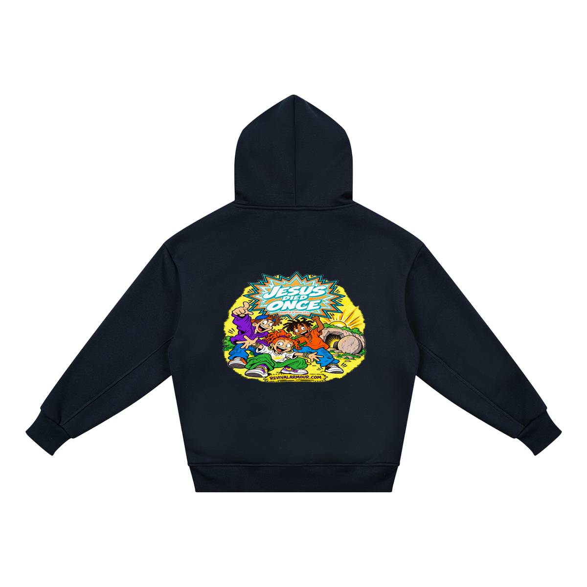 JESUS DIED ONCE BACKED UP BY Romans 6:9-10 youth Hoodie