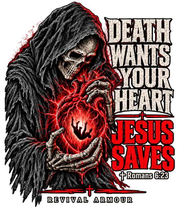 DEATH WANTS YOUR HEART JESUS SAVES ROMANS 6:23 REVIVAL ARMOUR Shorts