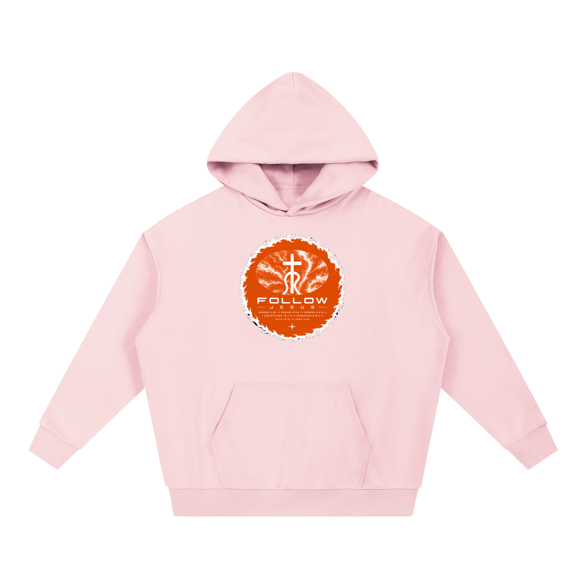 Follow Jesus Romans 3:23 -> Romans 6:23 -> Romans 5:8-9 -> 1 Corinthians 15:1-4 -> Ephesians 2:8-9 -> Acts 16:31 -> John 5:24 Hoodie