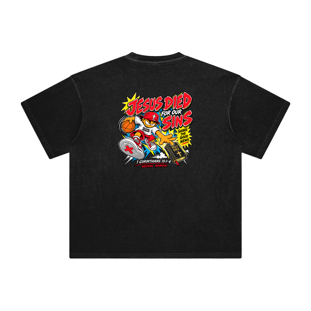 SUBMIT TO JESUS RESIST THE DEVIL AND HE WILL FLEE FROM YOU INSPIRED BY JAMES 4:7 JESUS DIED FOR OUR SINS SHARE THE GOOD NEWS HOLY BIBLE 1 CORTHIANS 15:1-4 REVIVAL ARMOUR T-Shirt