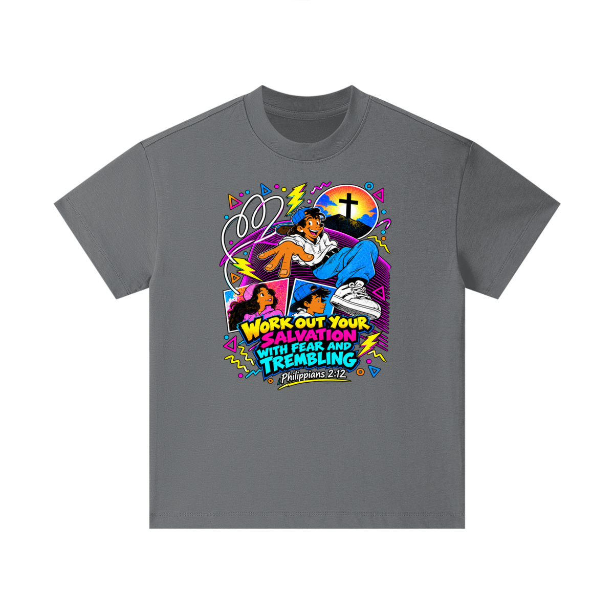 WORK OUT YOUR SALVATION WITH FEAR AND TREMBLING PHILIPPIANS 2:12 Kids T-Shirt