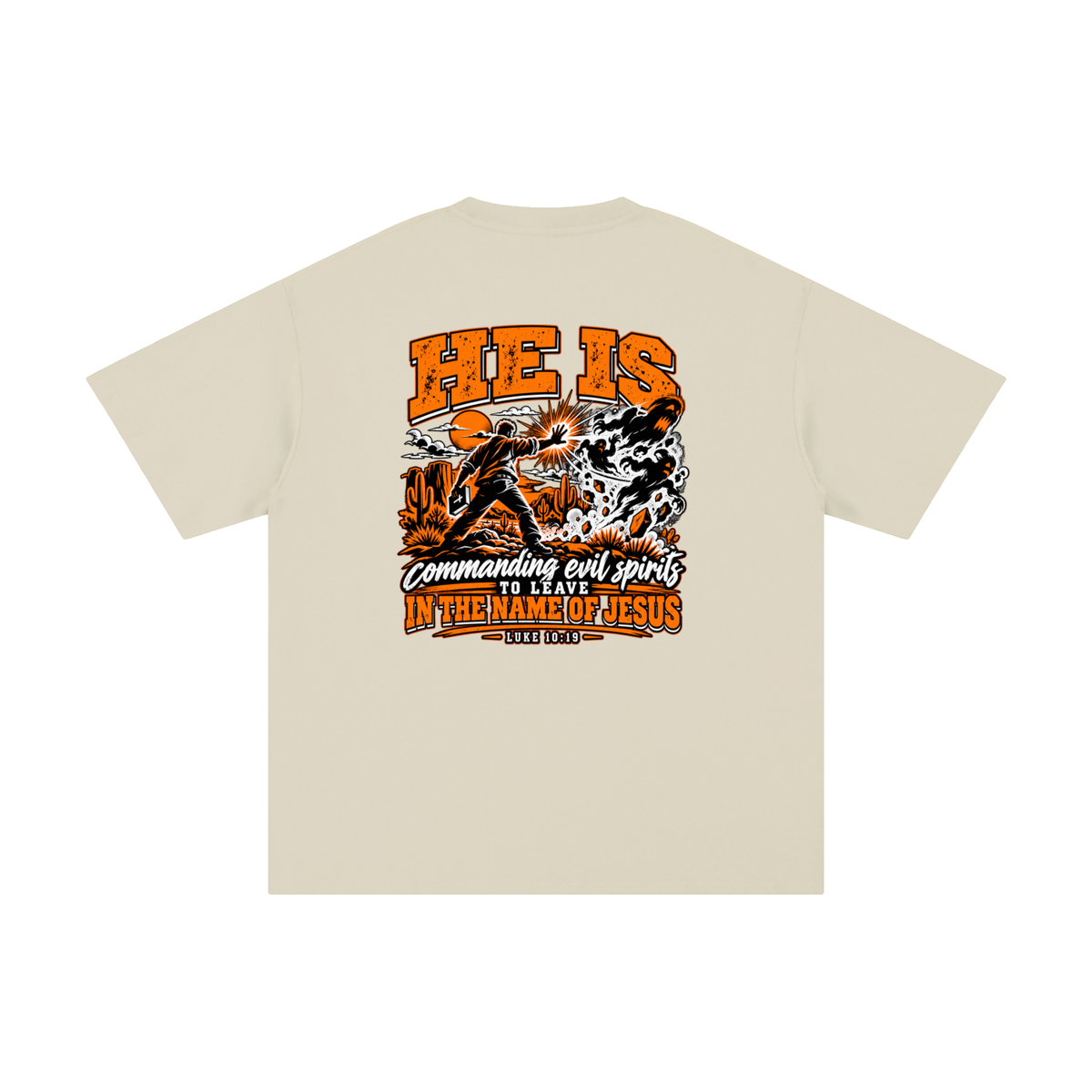 THE WEAPONS OF OUR WARFARE ARE NOT CARNAL HE IS COMMANDING EVIL SPIRITS TO LEAVE IN THE NAME OF JESUS - LUKE 10:19 - T-Shirt