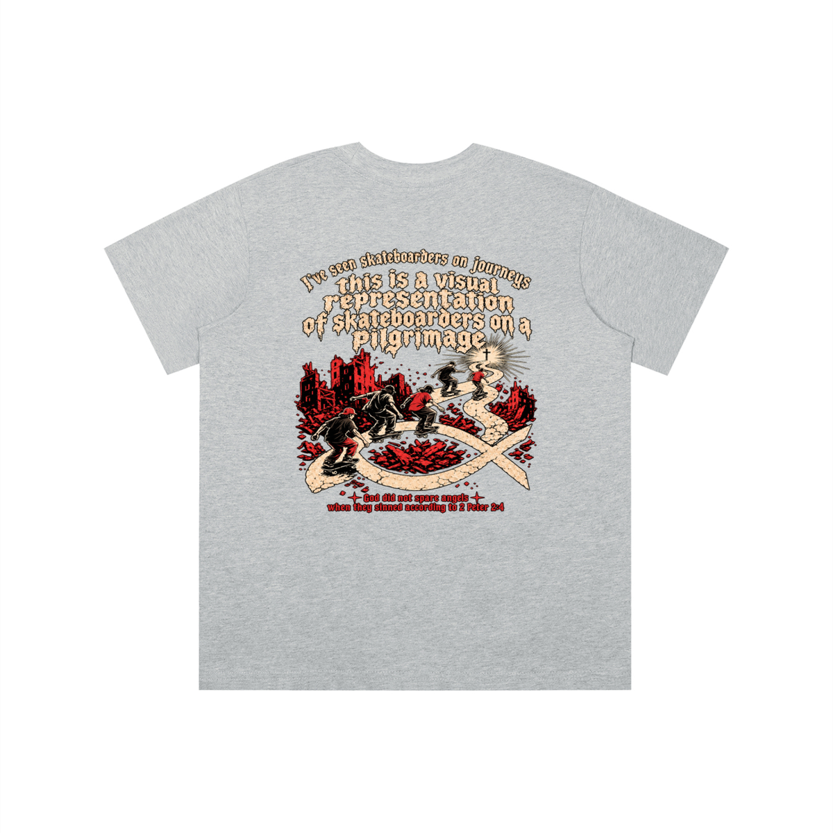 skateboarders on a pilgrimage youth T-shirt