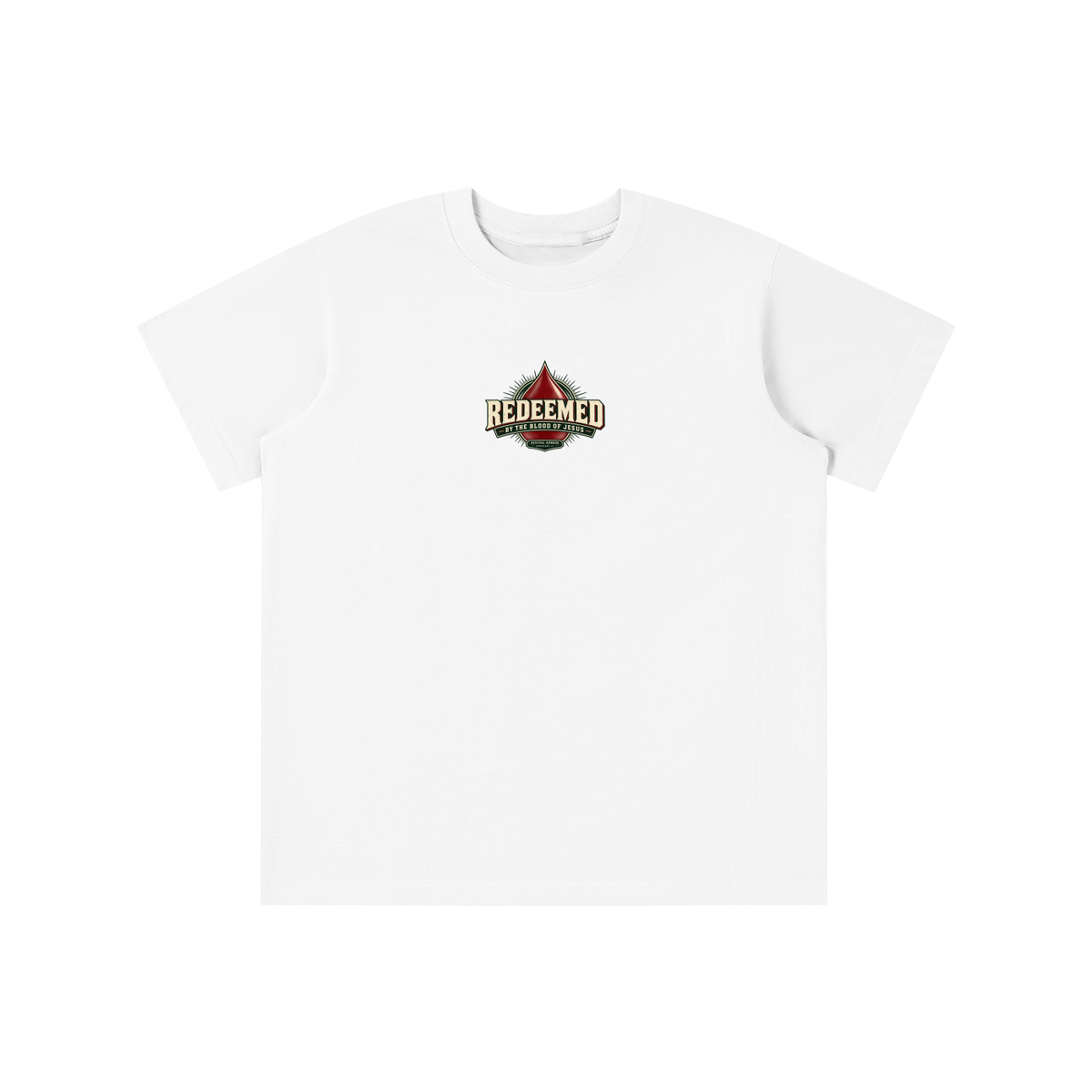 REDEEMED BY THE BLOOD OF JESUS -REVIVAL ARMOUR- -EPHESIANS 1:7-  youth T-shirt
