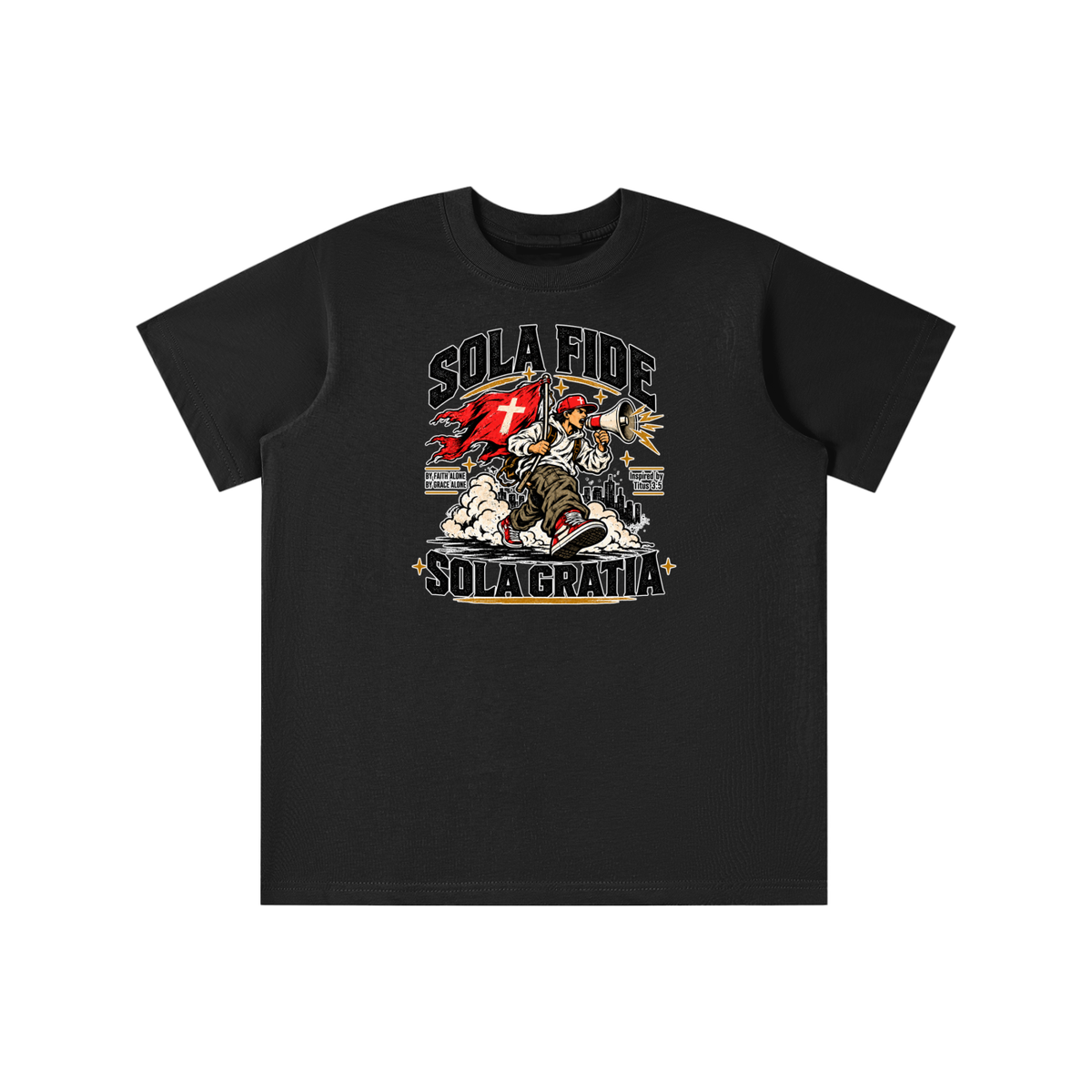 "Sola Fide / Sola Gratia" – Latin for "Faith Alone / Grace Alone." youth T-shirt
